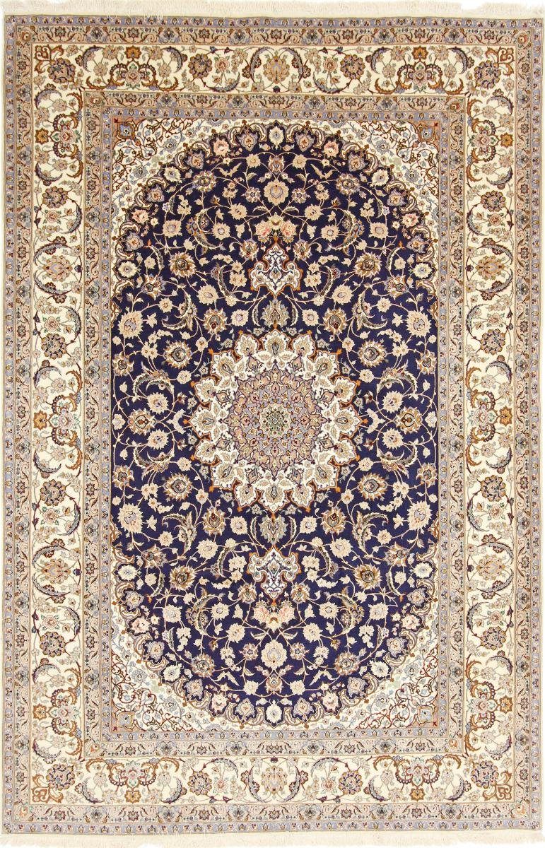 Orientteppich Isfahan Seidenkette 203x307 Handgeknüpfter Orientteppich, Nain Trading, rechteckig, Höhe: 6 mm