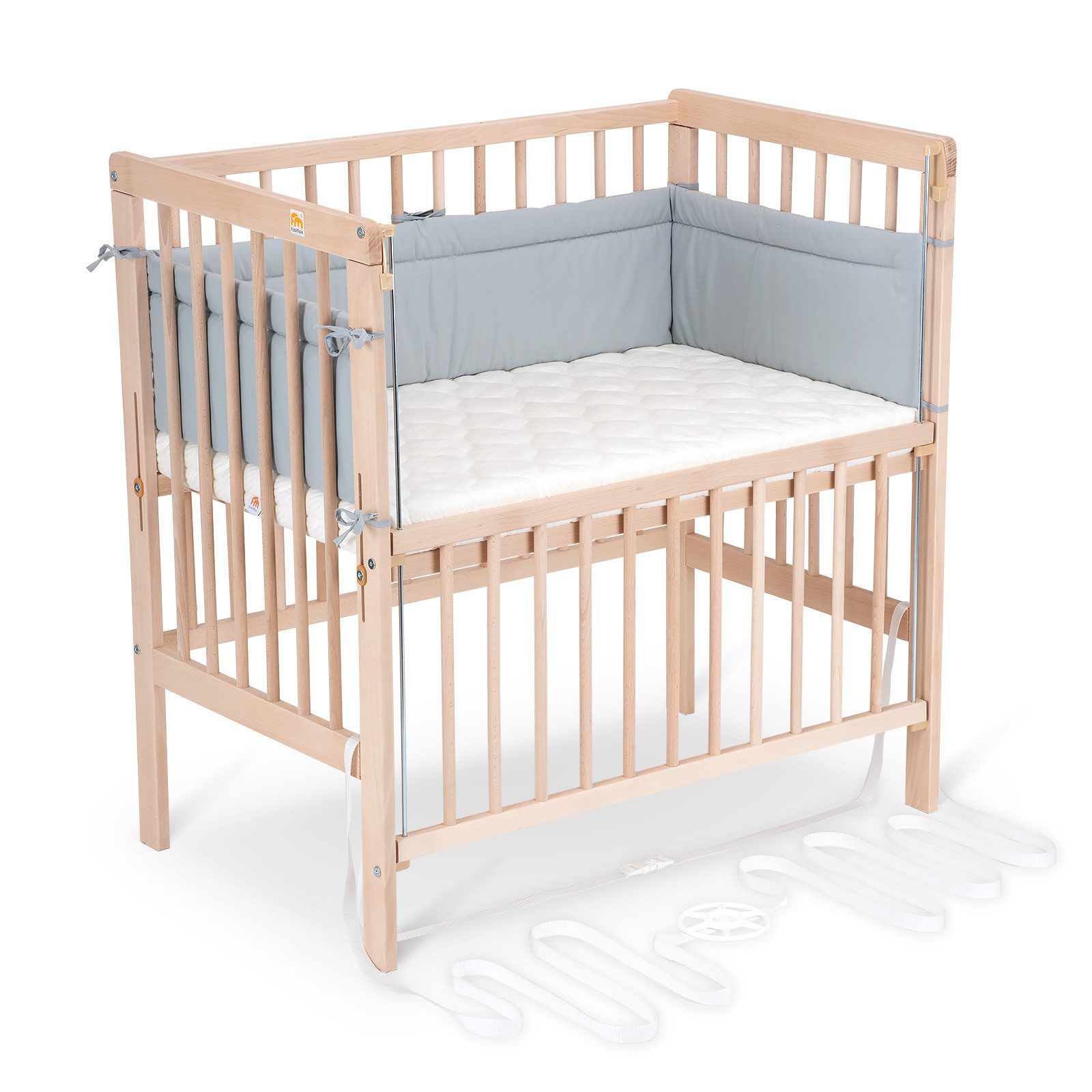 Beistellbett Flex Natur, Buche massiv, 90 x 55 cm Liegefläche