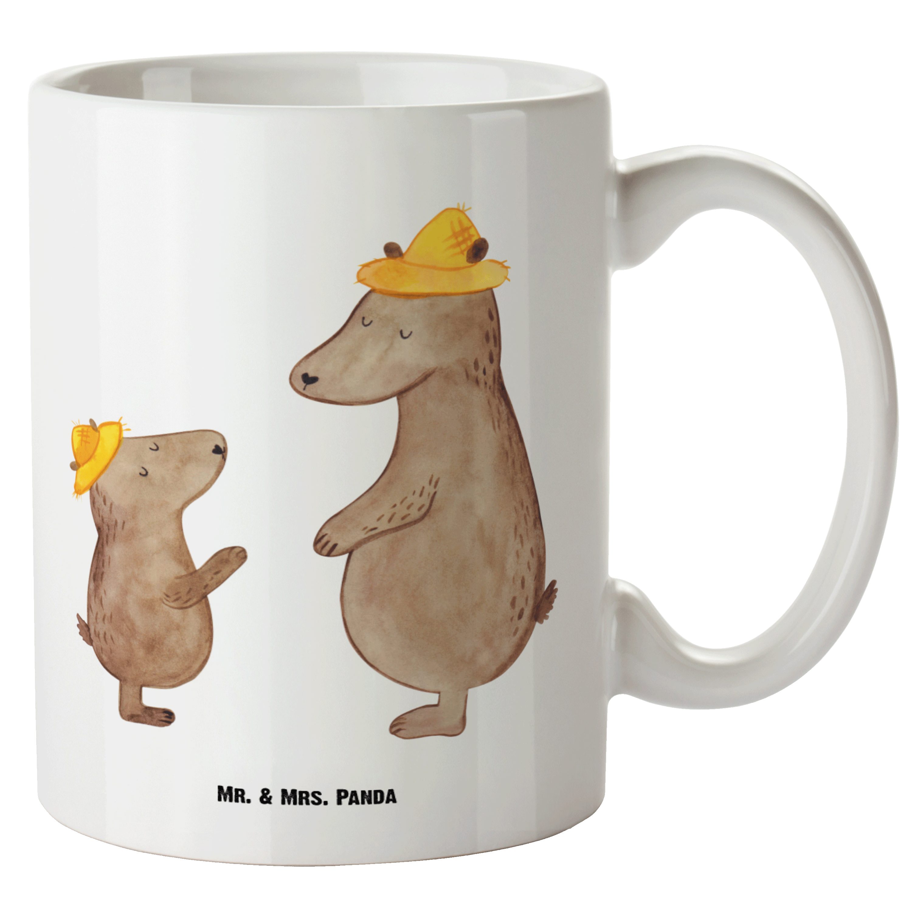 Mr. & Mrs. Panda Schweste, XL Hut - Geschenk, mit Tasse Familie, - spülmaschinenfest, Keramik Weiß Bären Tasse