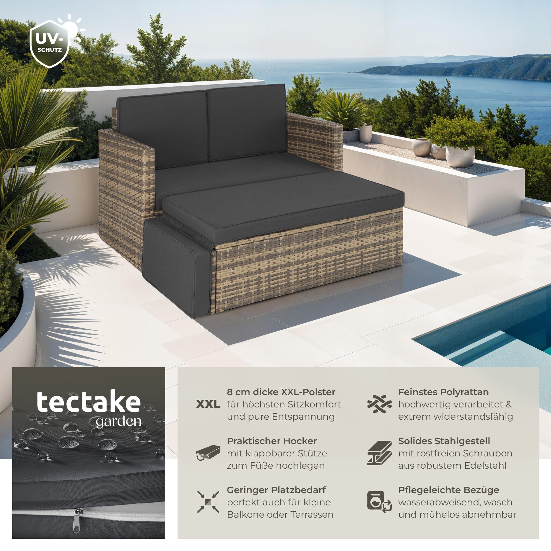 tectake Loungeset Rattan Lounge, (Set., 2-tlg), günstig online kaufen