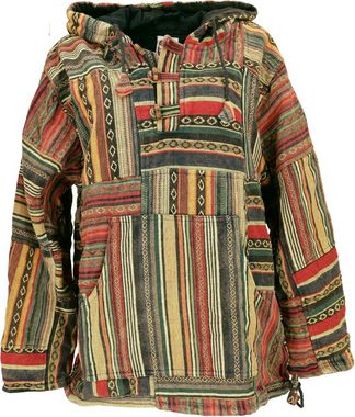Guru-Shop Sweater Goa Unisex Kapuzenshirt, Stonewash Patchwork.. Hippie, Ethno Style, alternative Bekleidung