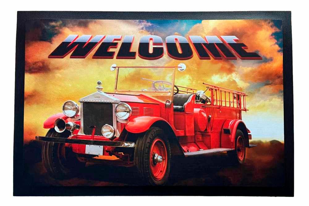 Ladreas Fußmatte Schmutzfangmatte rutschfest Willkommen Feuerwehr F054, 60x40
