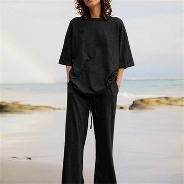 AFAZ New Trading UG Anzug Sommermode-Set aus Oberteil und Hose mit weitem Bein für Damen