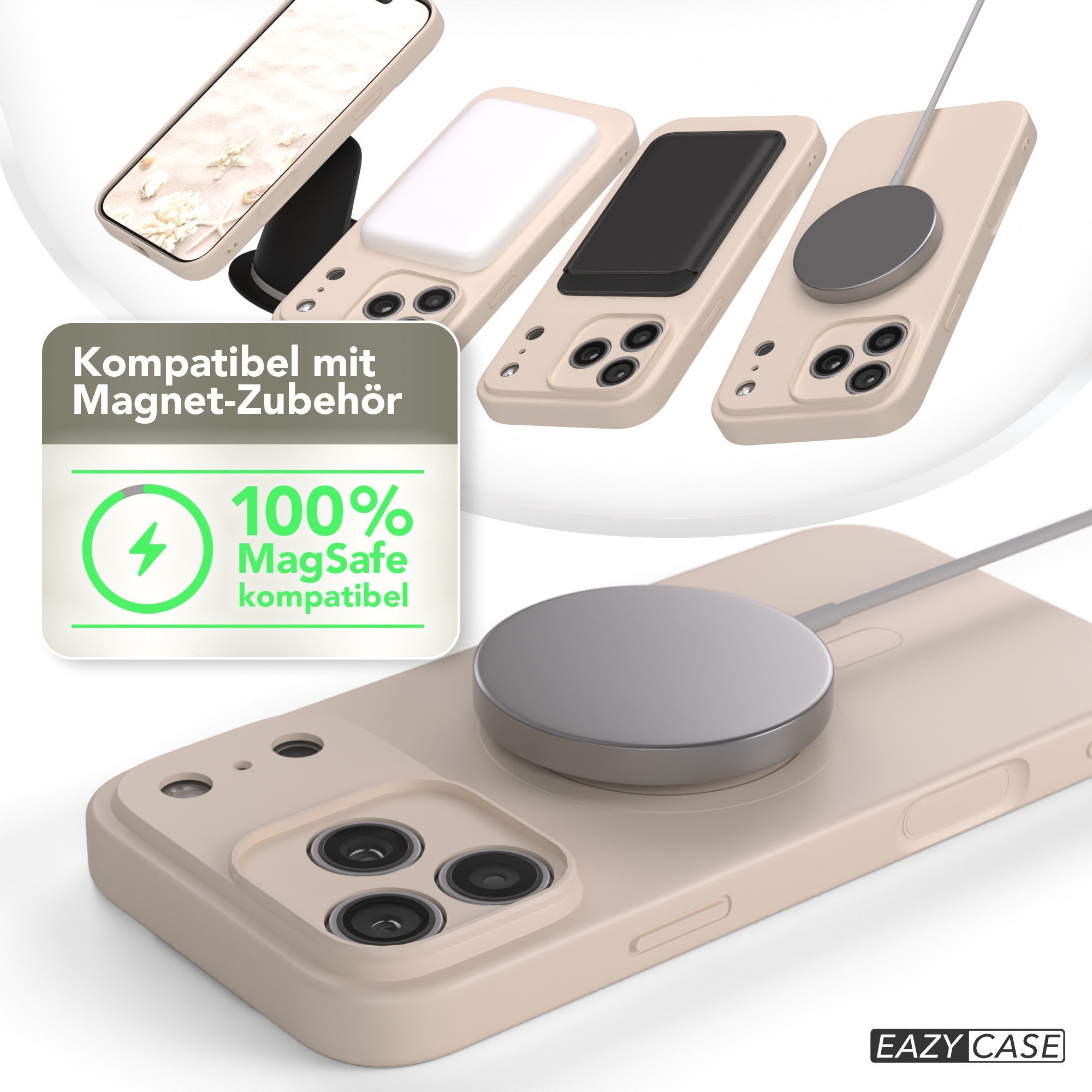 EAZY CASE Handyhülle für Apple iPhone 17 Pro Max Hülle Silikon 6,9 Zoll, Schutzcase mit MagSafe Slimcover Silikonschutzhülle elastisch Taupe – Bild 5 von 5