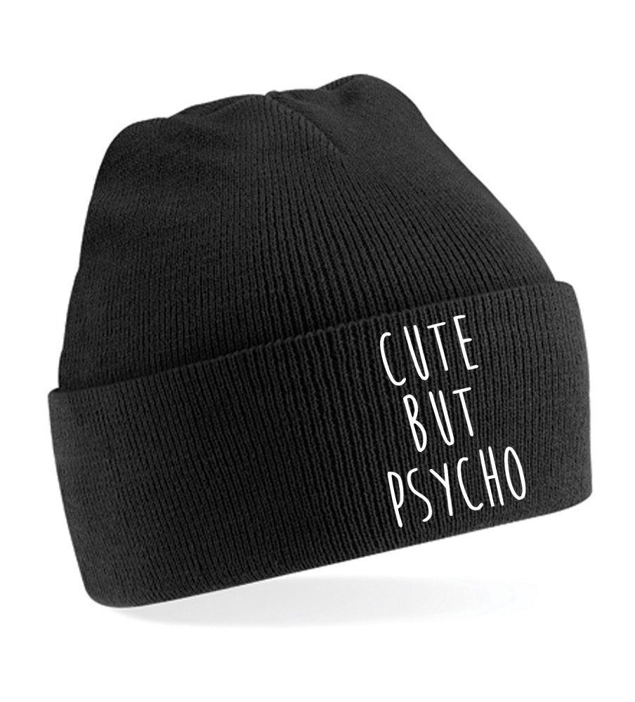 Blondie & Brownie Beanie Unisex Erwachsenen Mütze Cute Psycho Crazy Schwarz