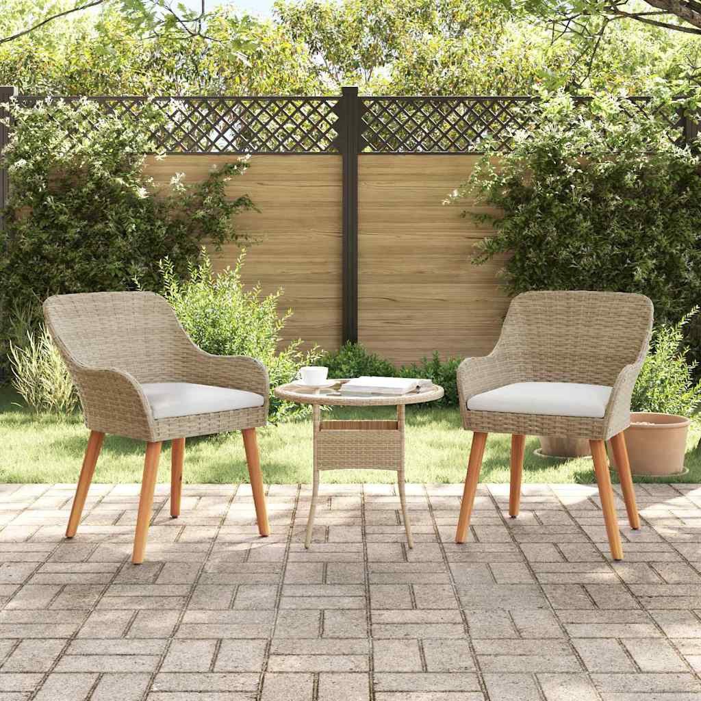 vidaXL Gartenstuhl Gartenstuhl 2 pcs Beige 62,5 x 55 x 82 cm Poly-Rattan (2 St)