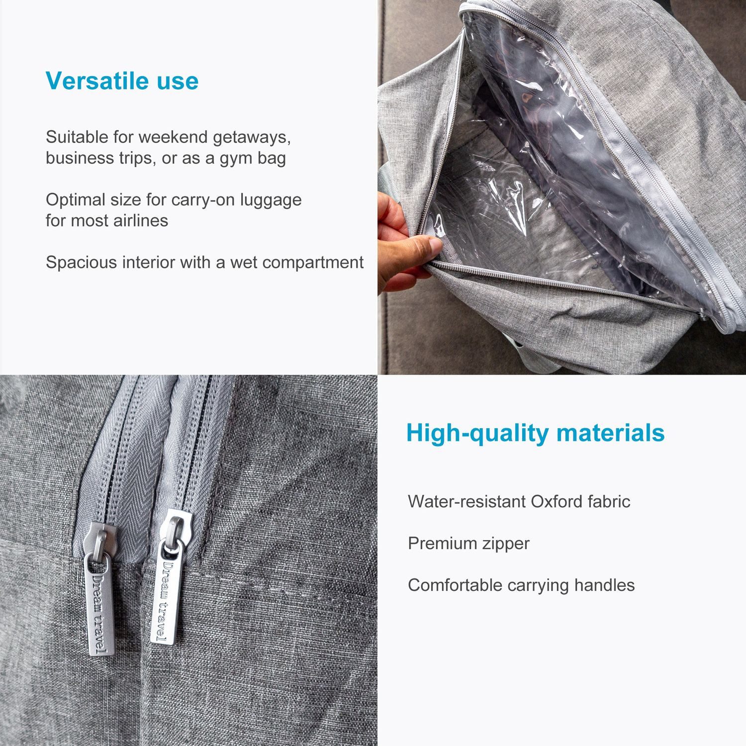 Intirilife Reisetasche (1-tlg), Wasserfeste Reisetasche - aus wasserabweisendem Oxford Gewebe
