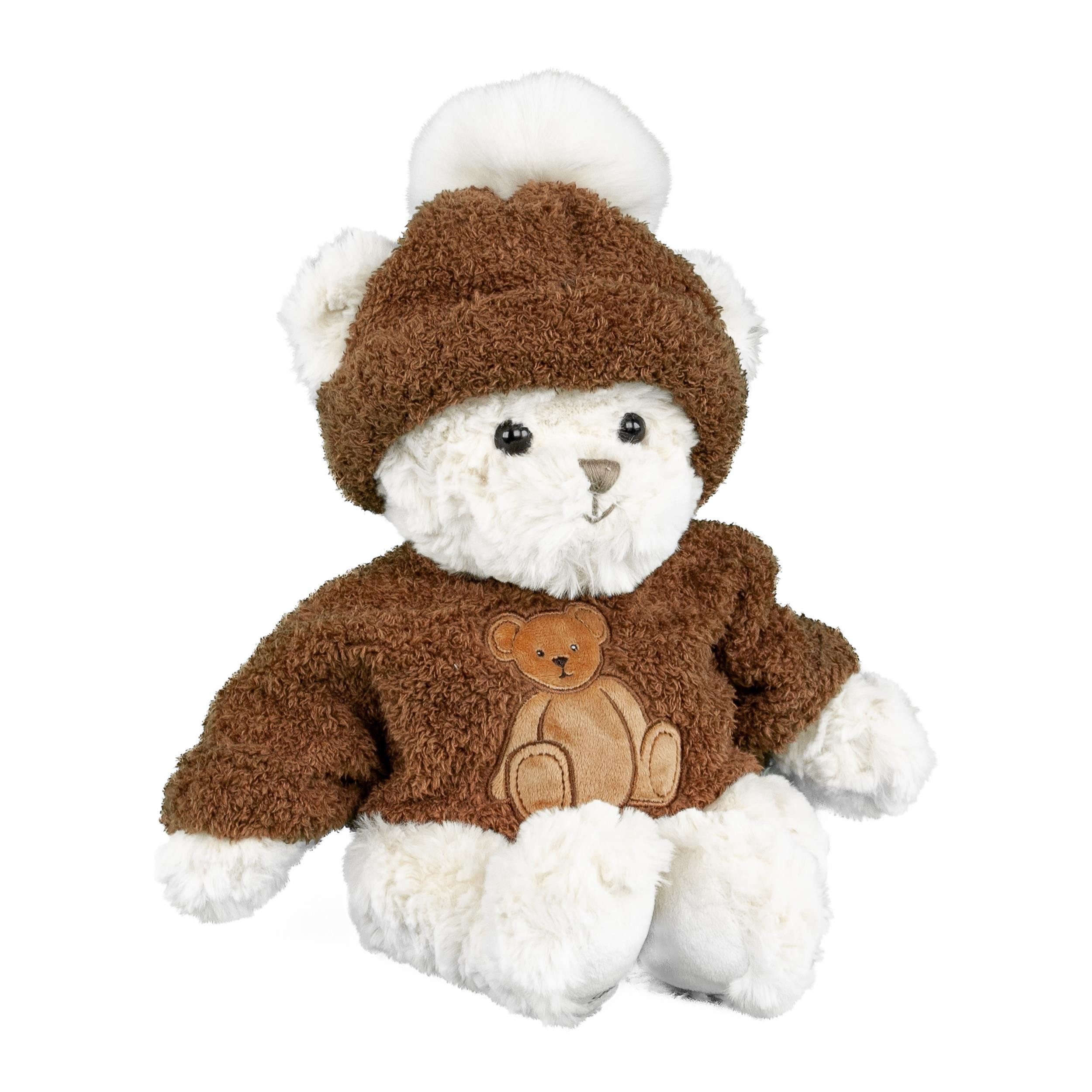 Bukowski Kuscheltier Teddybär River 35 cm mit brauner Mütze und Pullover