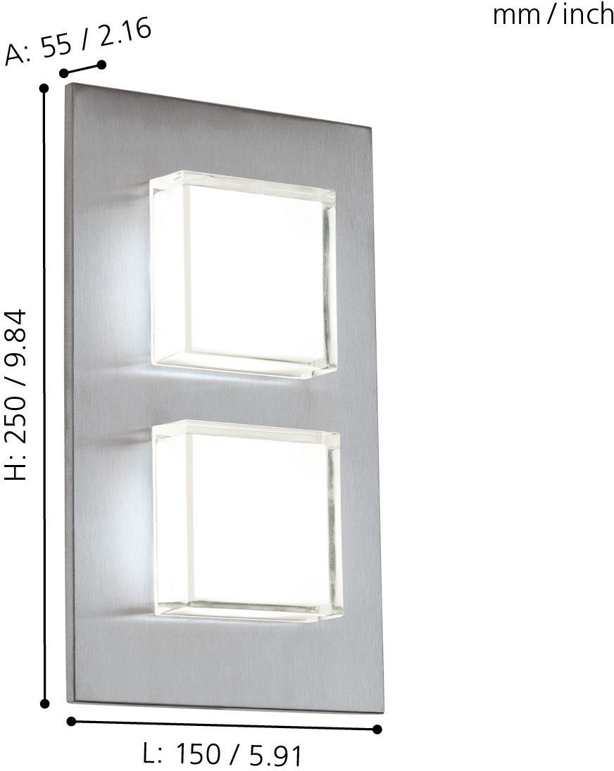 Pias, fest LED möglich, LED Außen-Wandleuchte integriert, EGLO Warmweiß, LED tauschbar Eckmontage