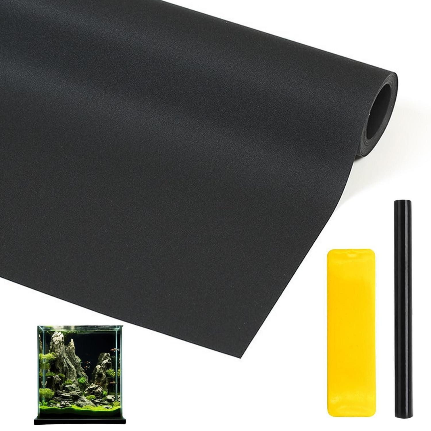 LuxusKollektion Aquarium Aquarium-Hintergrund 40x400cm Schwarz PVC Statisch Haftend
