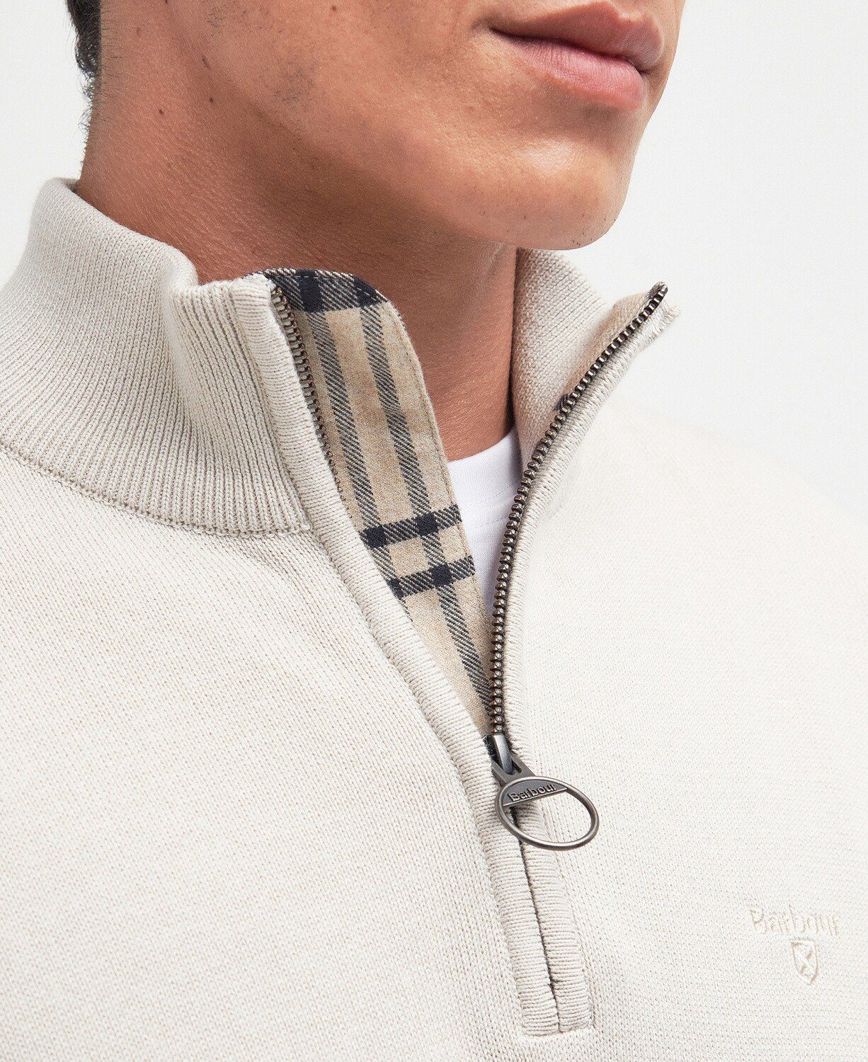 Barbour  Pullover Baumwollstrick mit halbem Reißverschluss günstig online kaufen