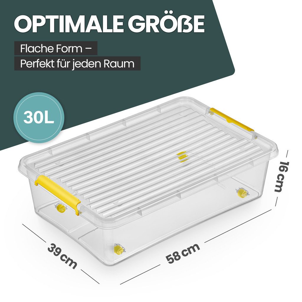 Kreher Aufbewahrungsbox Simple Store, in Transparent, rollbar, BPA-frei Set/Größe wählbar) (4 St)