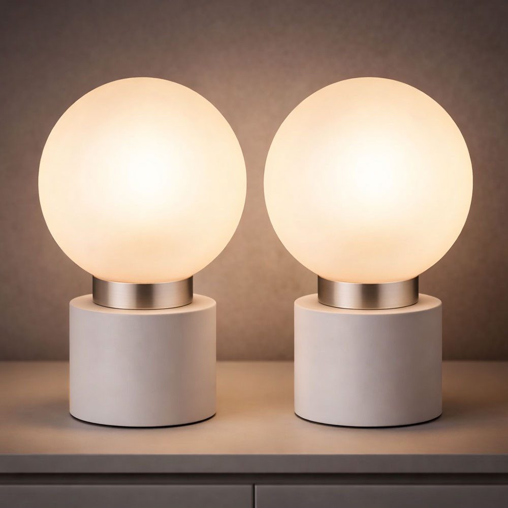 GLOBO LIGHTING Tischleuchte, Leuchtmittel nicht inklusive, 2x Tischleuchte Schlafzimmerleuchte Beistelllampe Nickel