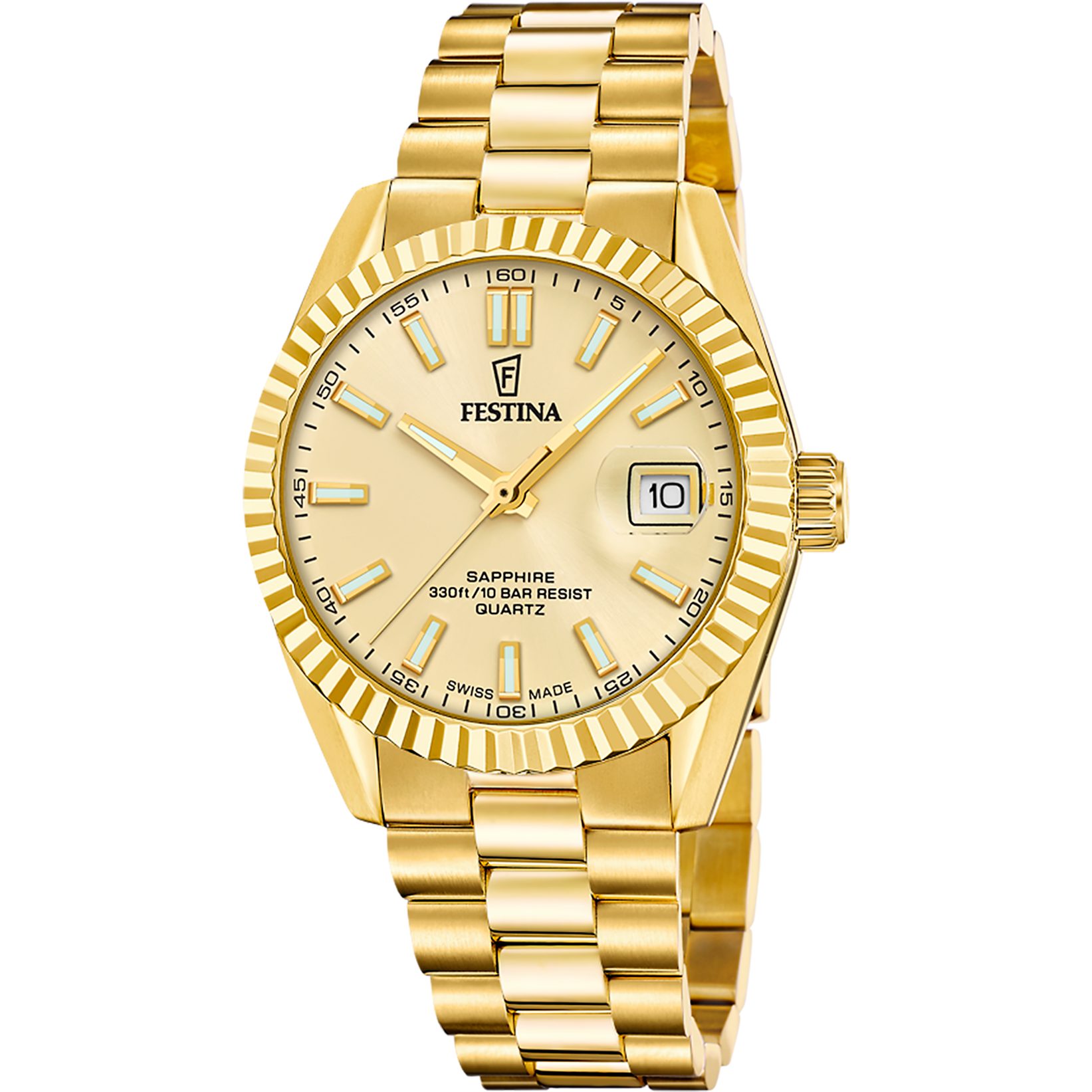 Festina Quarzuhr Classic Steel F20086_A, Armbanduhr, Damenuhr, Herrenuhr, Swiss Made, Edelstahlarmband, analog