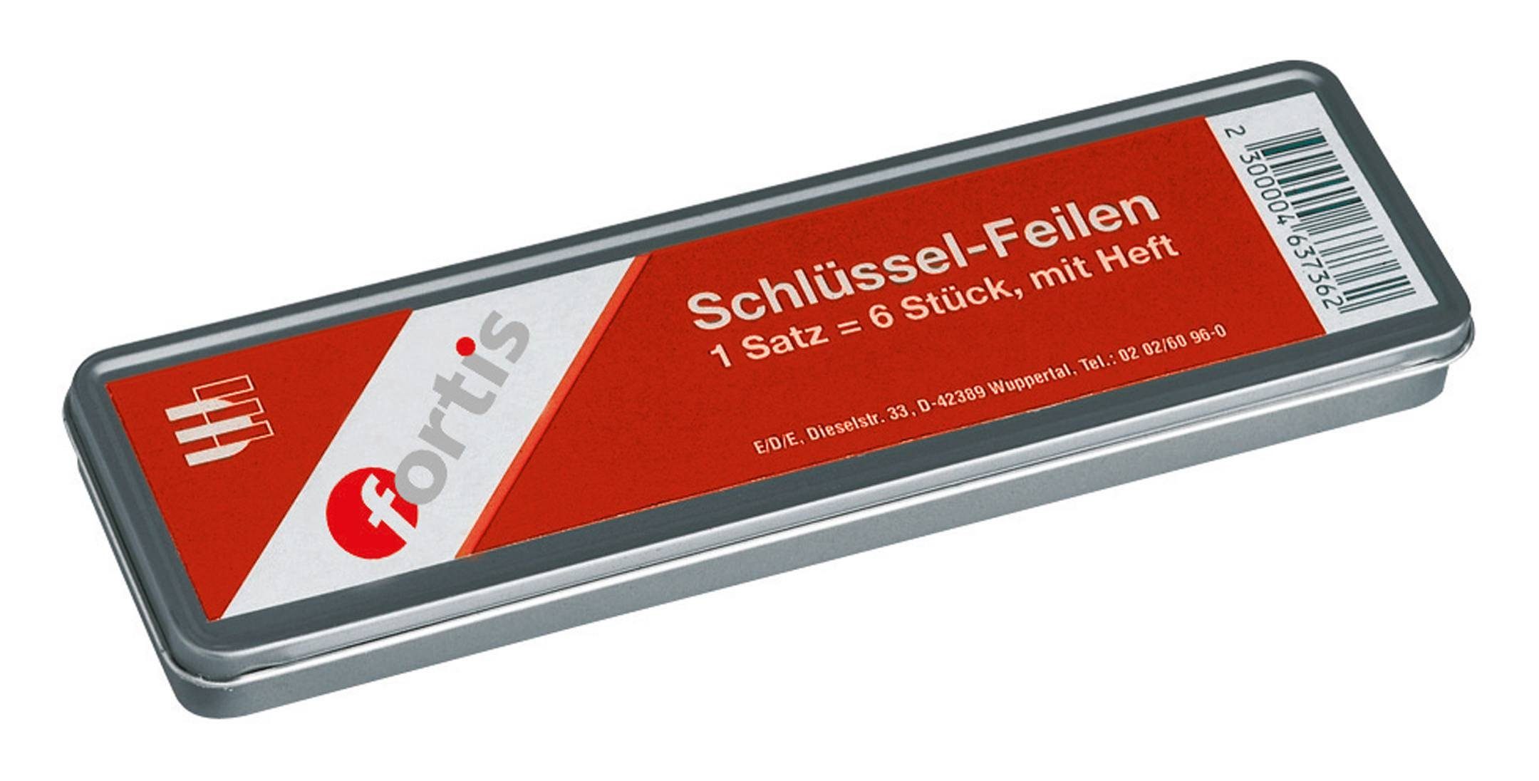 fortis Feile, (6 St), Schlüsselfeilen-Satz H2 100 mm Metallbox