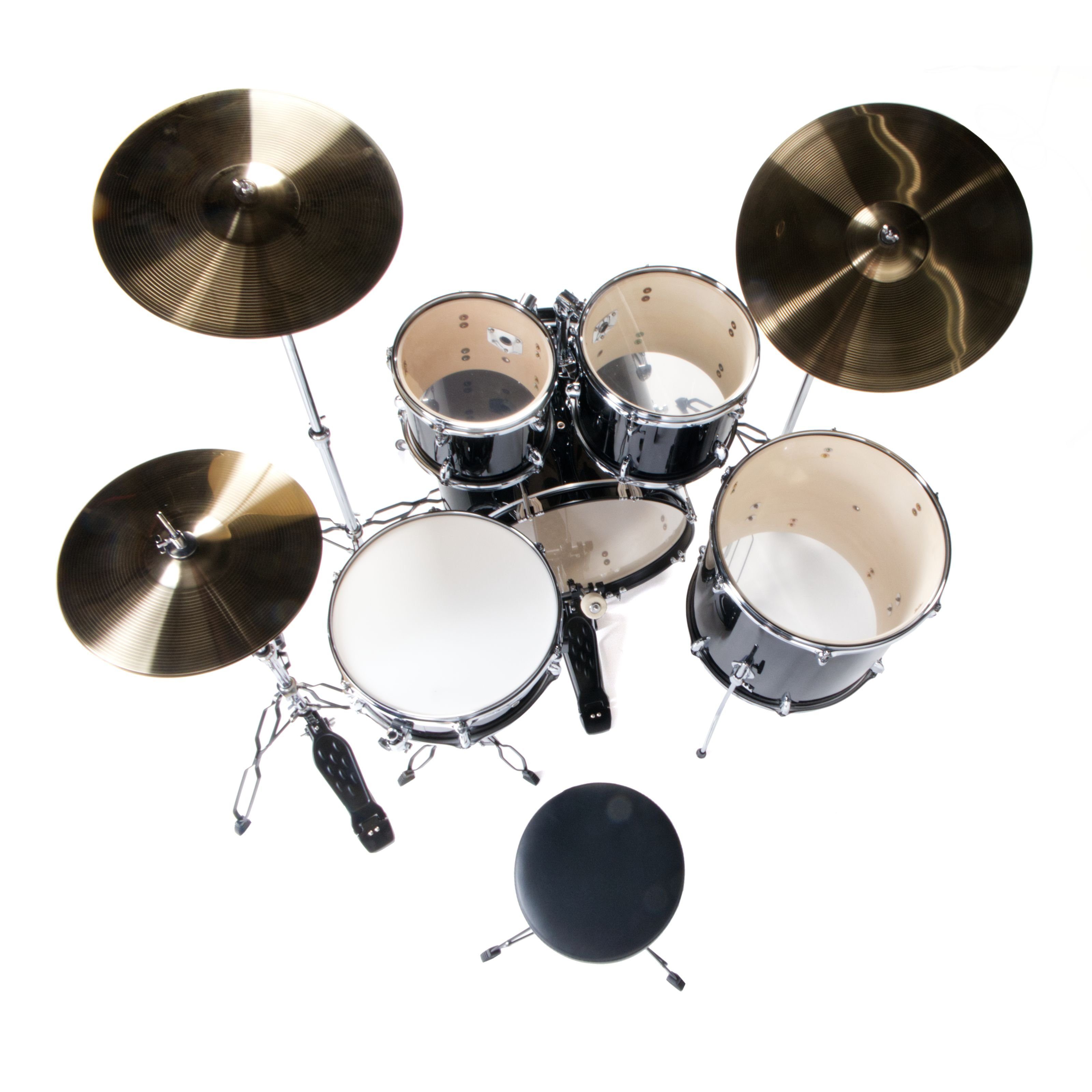 FAME Schlagzeug,FG20B-BK First Gig Studio Set Schwarz Komplettes Drum-Set 20 Zoll BassDrum Pappel-Kessel Chrom-Hardware Inklusive Becken und Tomhalter Ideal für Einsteiger, Schlagzeuge, Drum-Sets, FG20B-BK, Drum-Set, Einsteiger, Schwarz