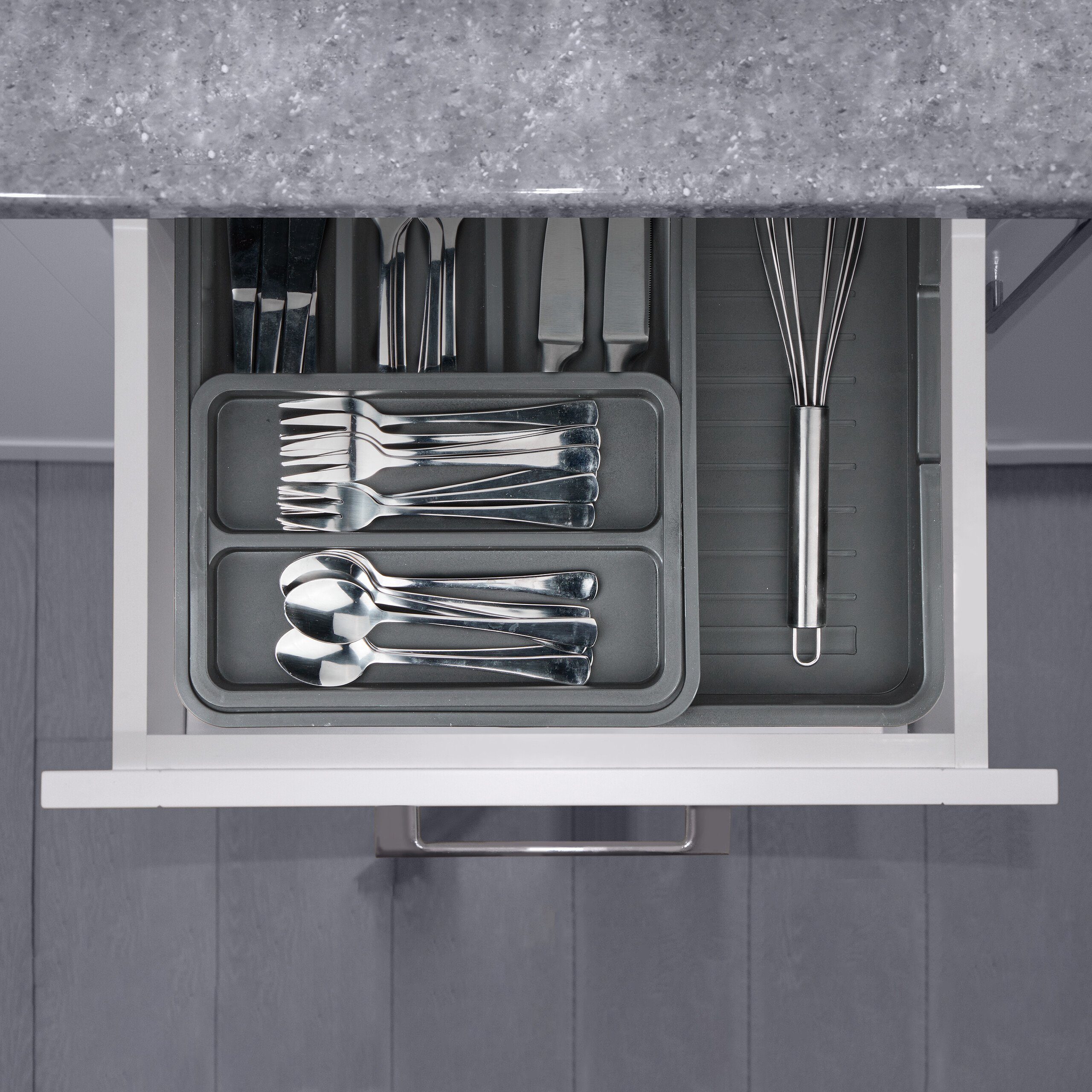 relaxdays Besteckkasten Ausziehbarer Besteckkasten in Dunkelgrau günstig online kaufen