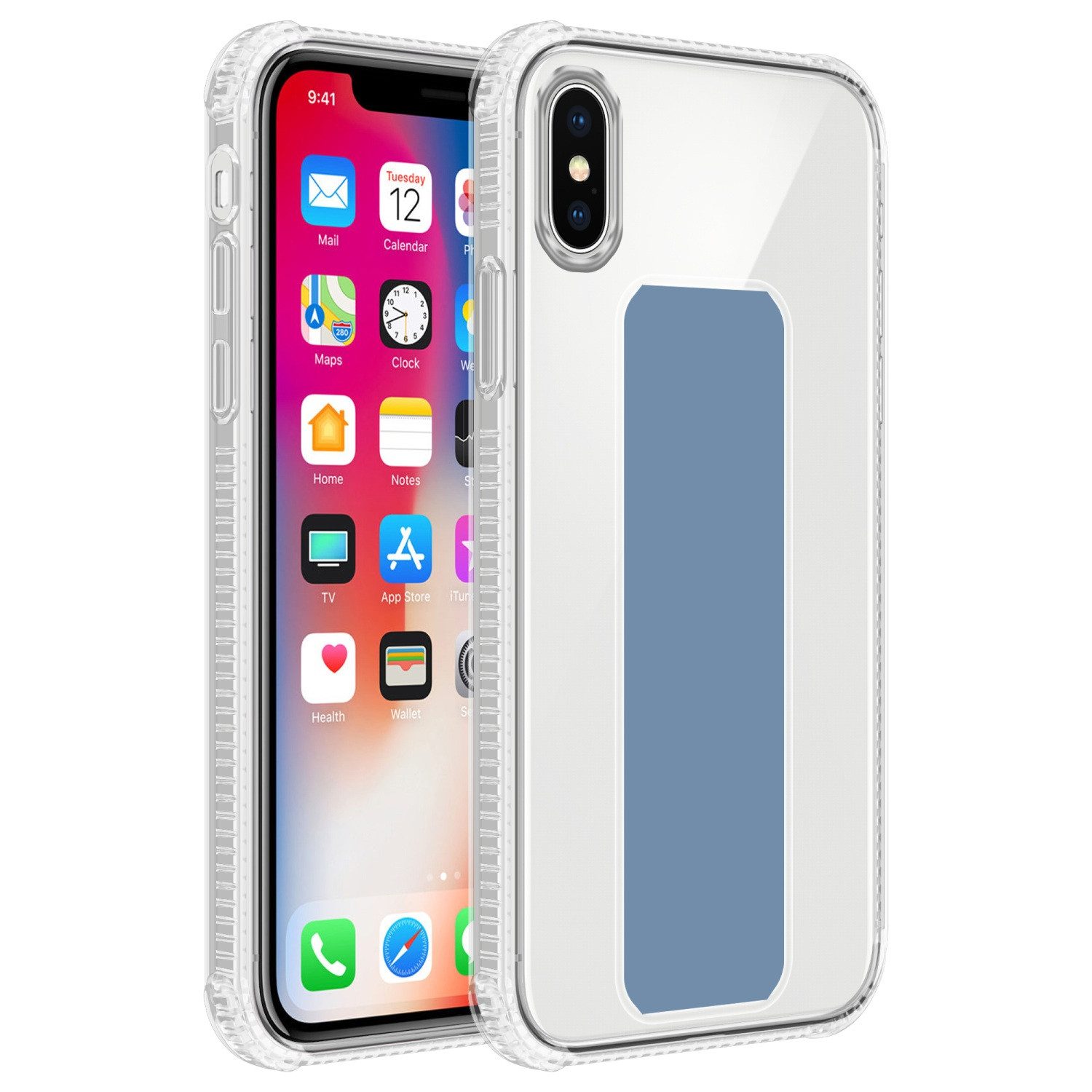 Cadorabo Handyhülle Apple iPhone X / XS Apple iPhone X / XS, Schutzhülle - TPU Silikon Hülle - mit Halterung - Standfunktion