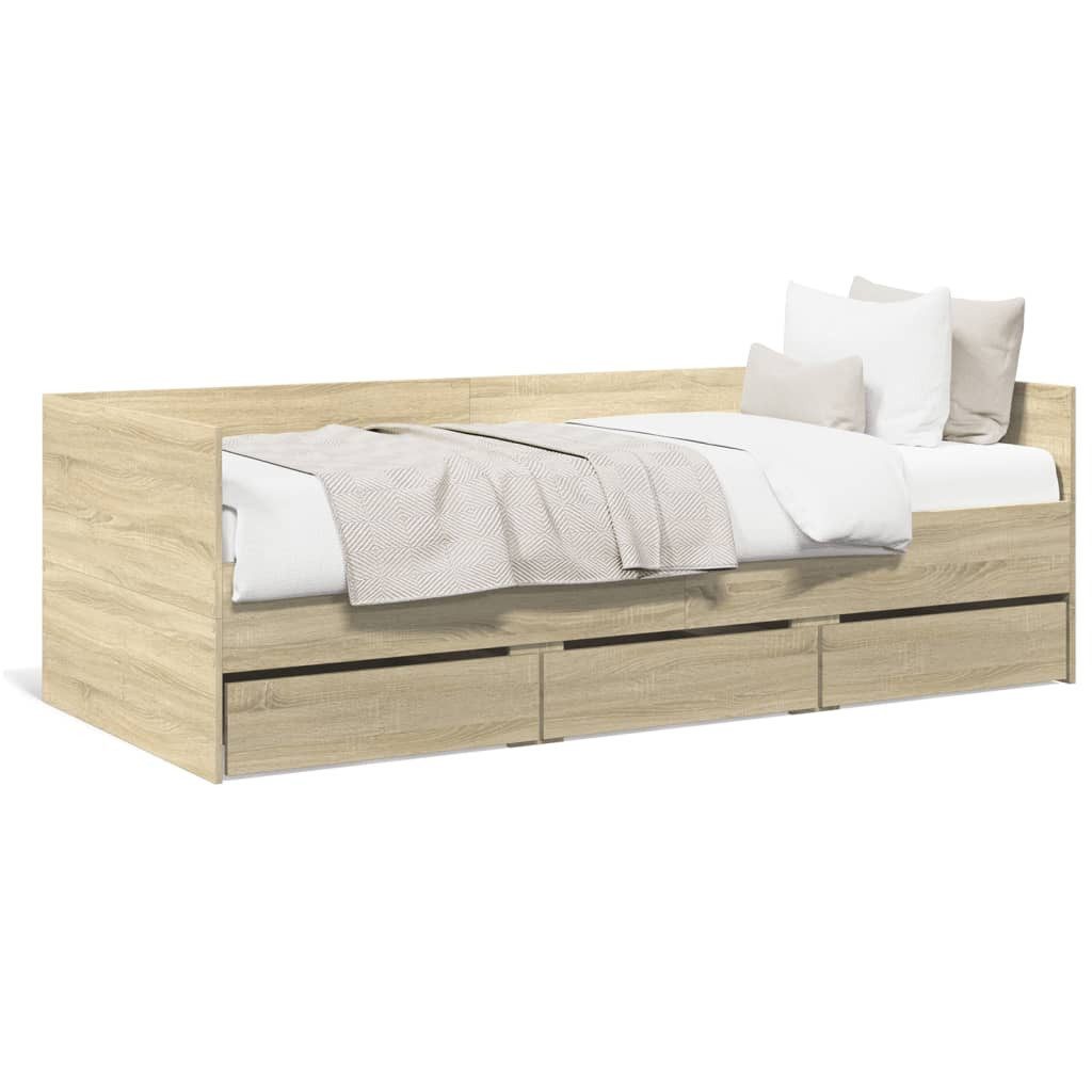 vidaXL Bett, Tagesbett mit Schubladen Sonoma-Eiche 100x200 cm Holzwerkstoff