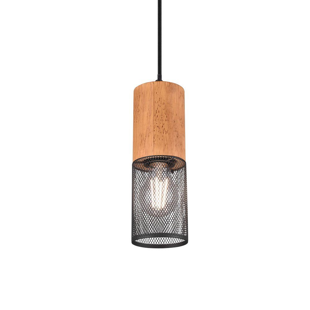 Pendel Leuchtmittel Decken Leuchte Pendelleuchte, inklusive, Käfig Hänge nicht Design Lampe schwarz-matt etc-shop Holz