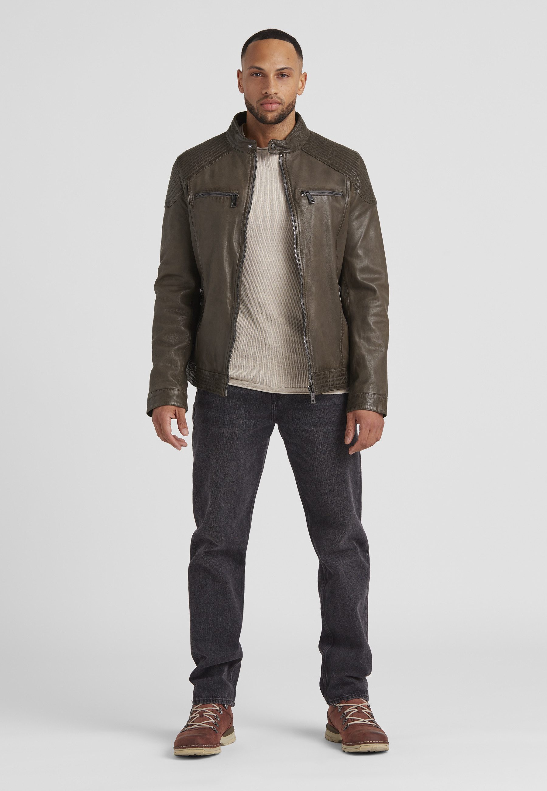 Milestone Lederjacke MSParker Herren Bikerjacke Jacke günstig online kaufen