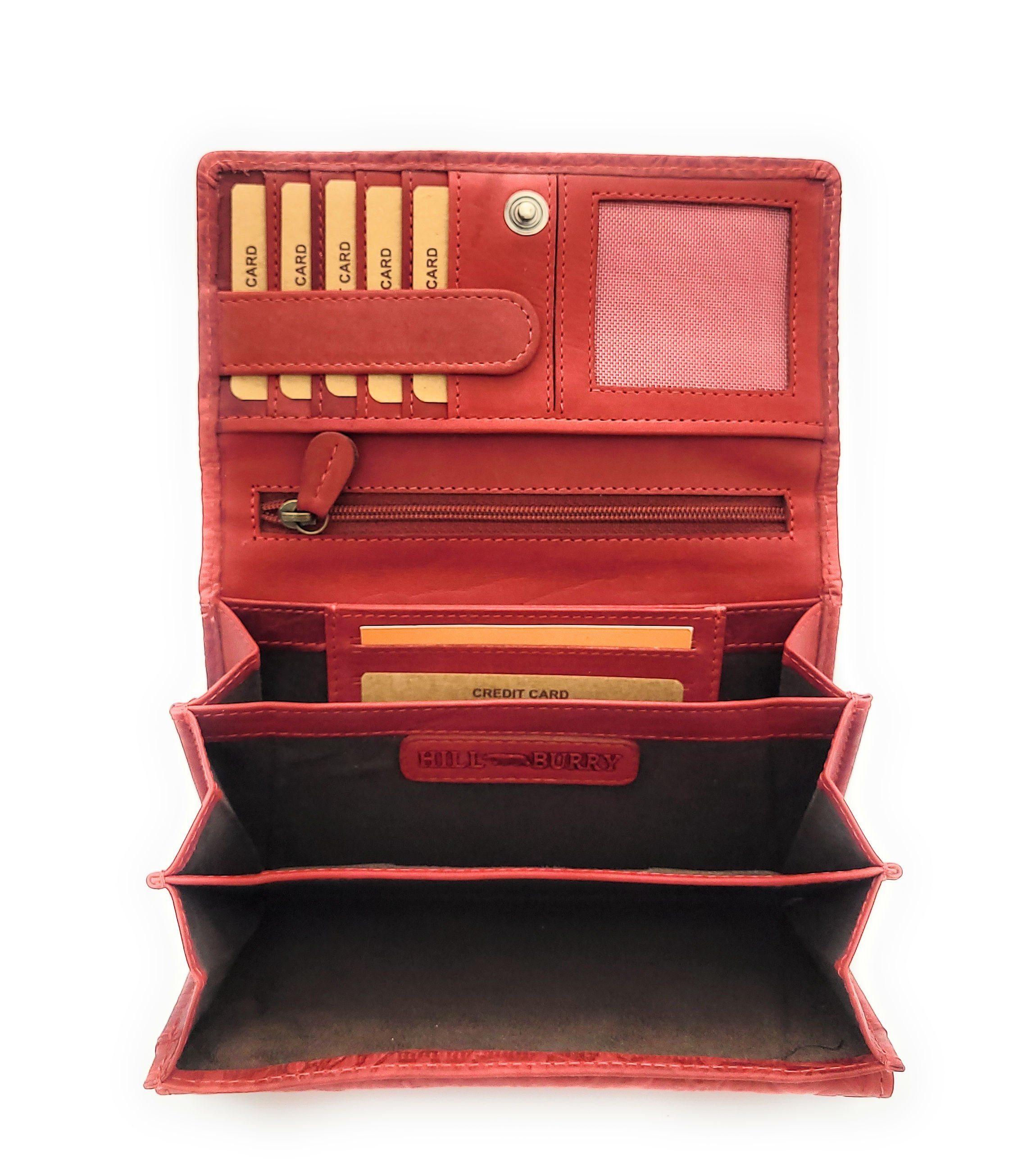 Hill Burry Geldbörse echt Leder Damen Portemonnaie mit RFID Schutz, florales Muster, umfangreich ausgestattet