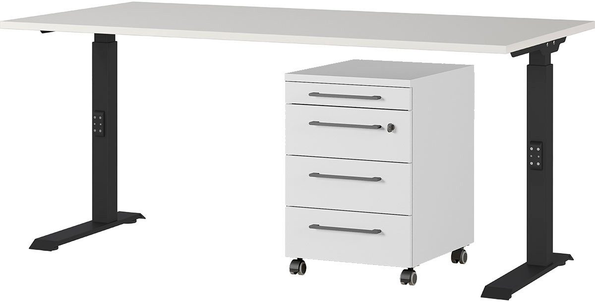 GERMANIA Büromöbel-Set Agenda, (2-tlg., 2-tlg), Set bestehend aus höhenverstellbarem Schreibtisch und Rollcontainer