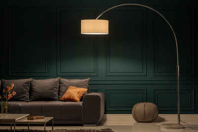 riess-ambiente Bogenlampe LOUNGE DEAL 170-200cm weiß / silber, Ein-/Ausschalter, ohne Leuchtmittel, Wohnzimmer · Metall · Leinen · Marmor · Modern