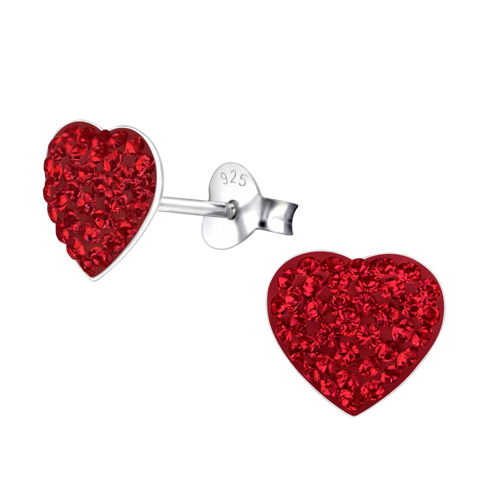 Ohrring-Set Herz Kinder Ohrringe Kristalle 925 Silber Ohrstecker