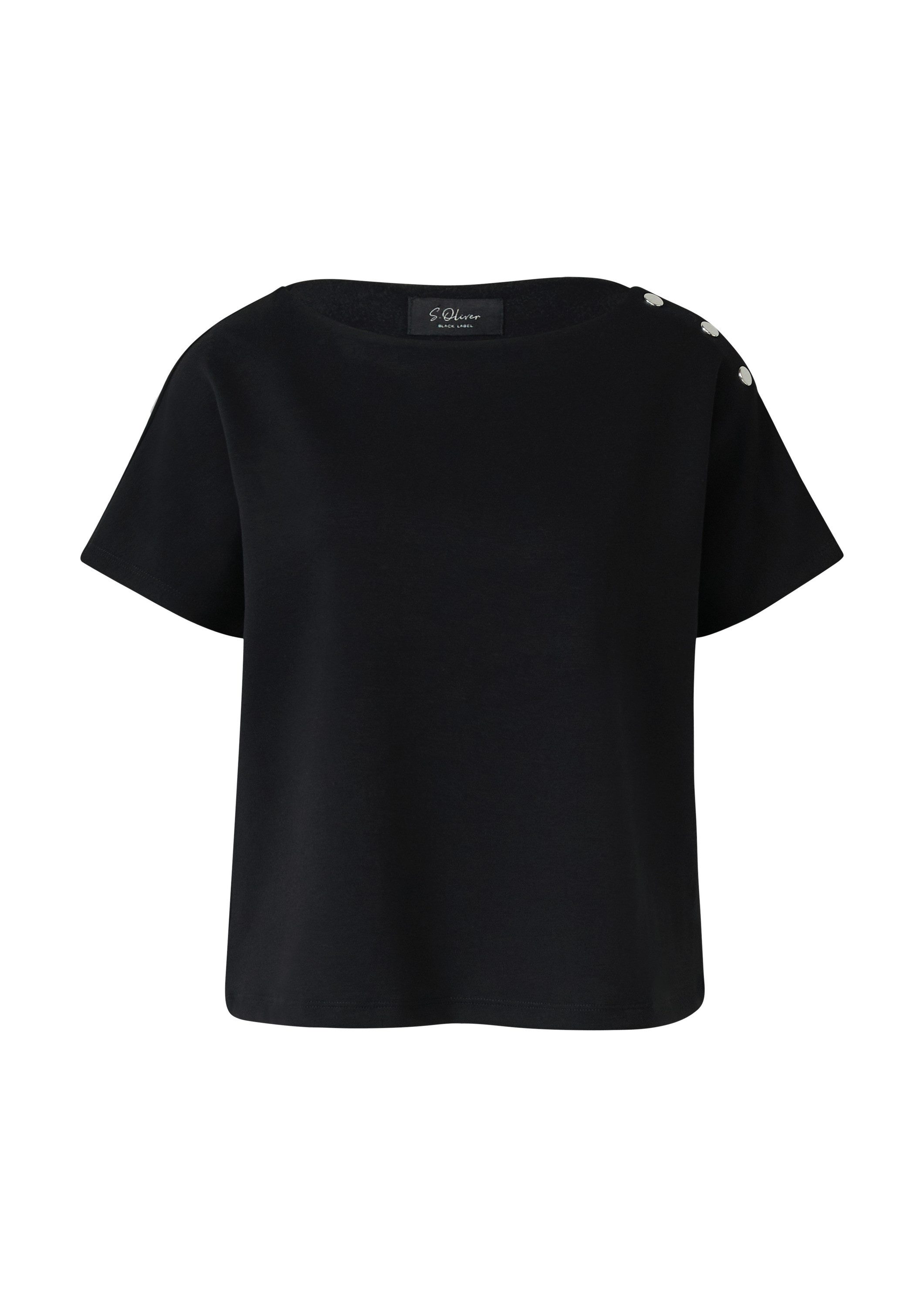 s.Oliver Kurzarmshirt T-Shirt Elastisches Jersey-Shirt mit dekorativer Knop günstig online kaufen