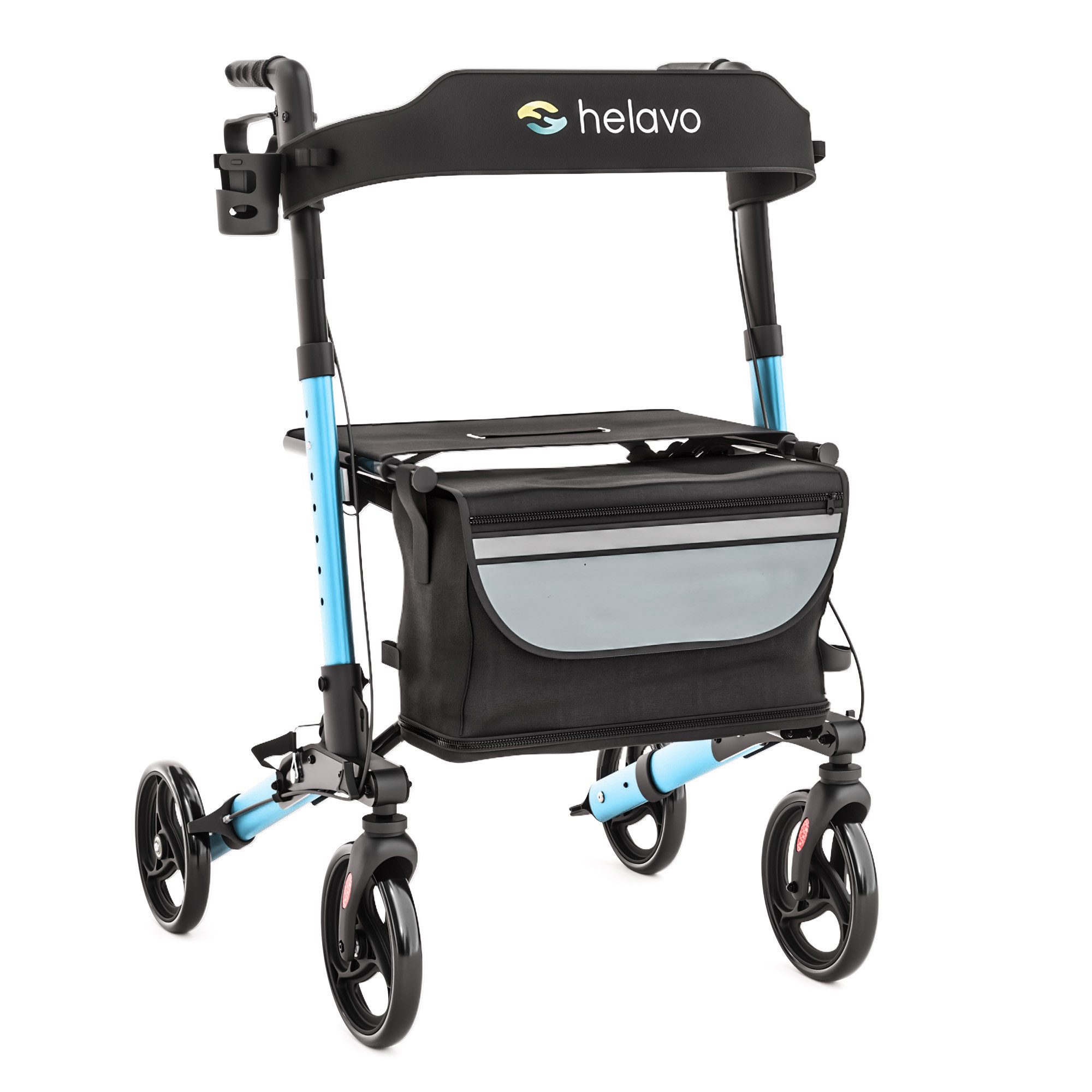 Helavo Rollator H1010, faltbarer Reise-Rollator mit Sitz und Reisetasche