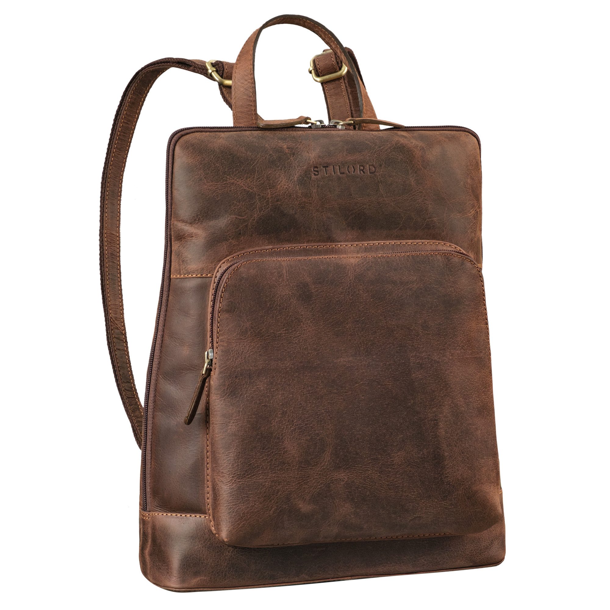 STILORD Cityrucksack "Celia" Stylisher Leder-Rucksack Damen Echtleder Vintage Mittel-Groß