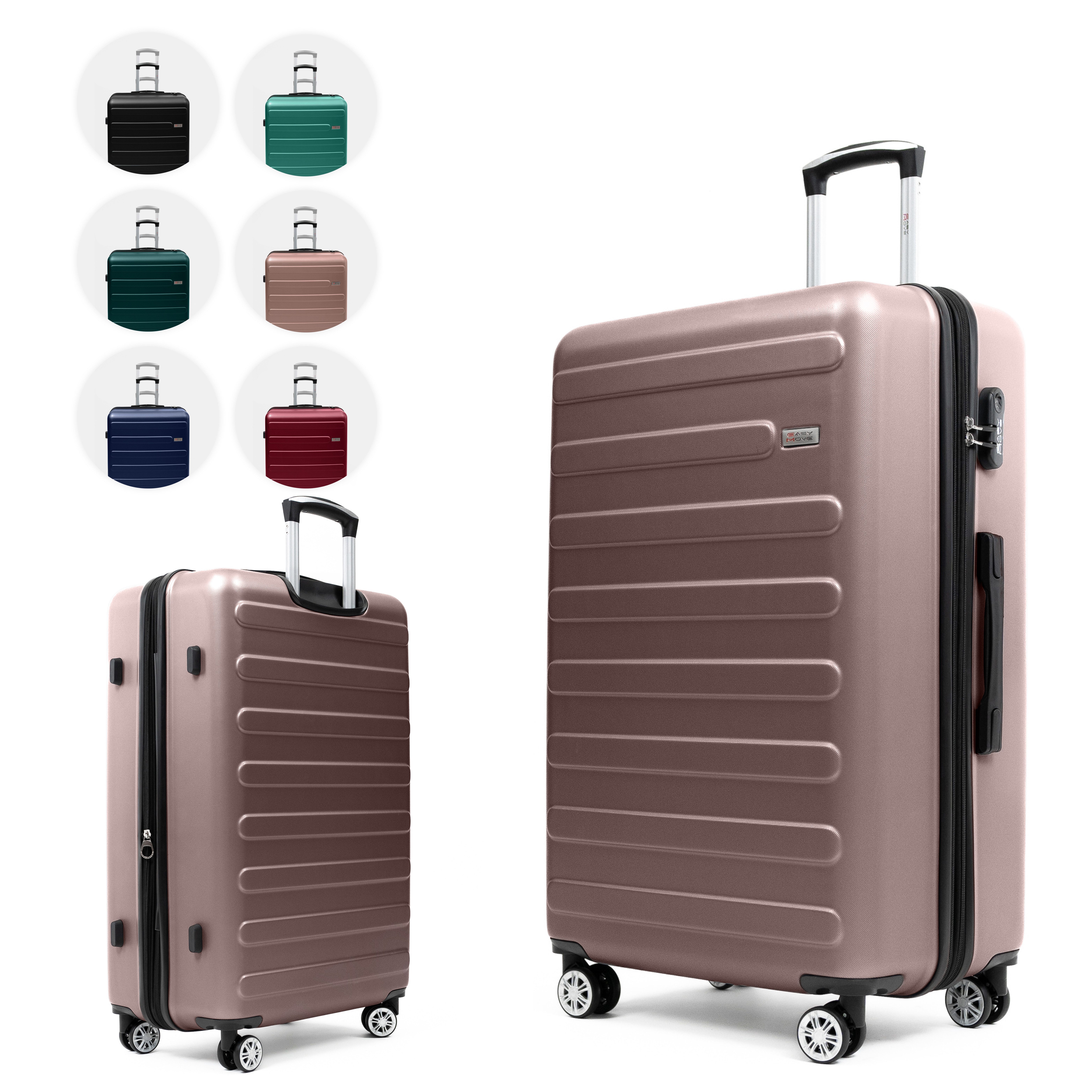 Easy Move Hartschalen-Trolley Leichter Rollkoffer Flair 088, 4 Rollen, Robuster Reisebegleiter aus ABS-Hartschale mit Dehnungsfuge, 55cm