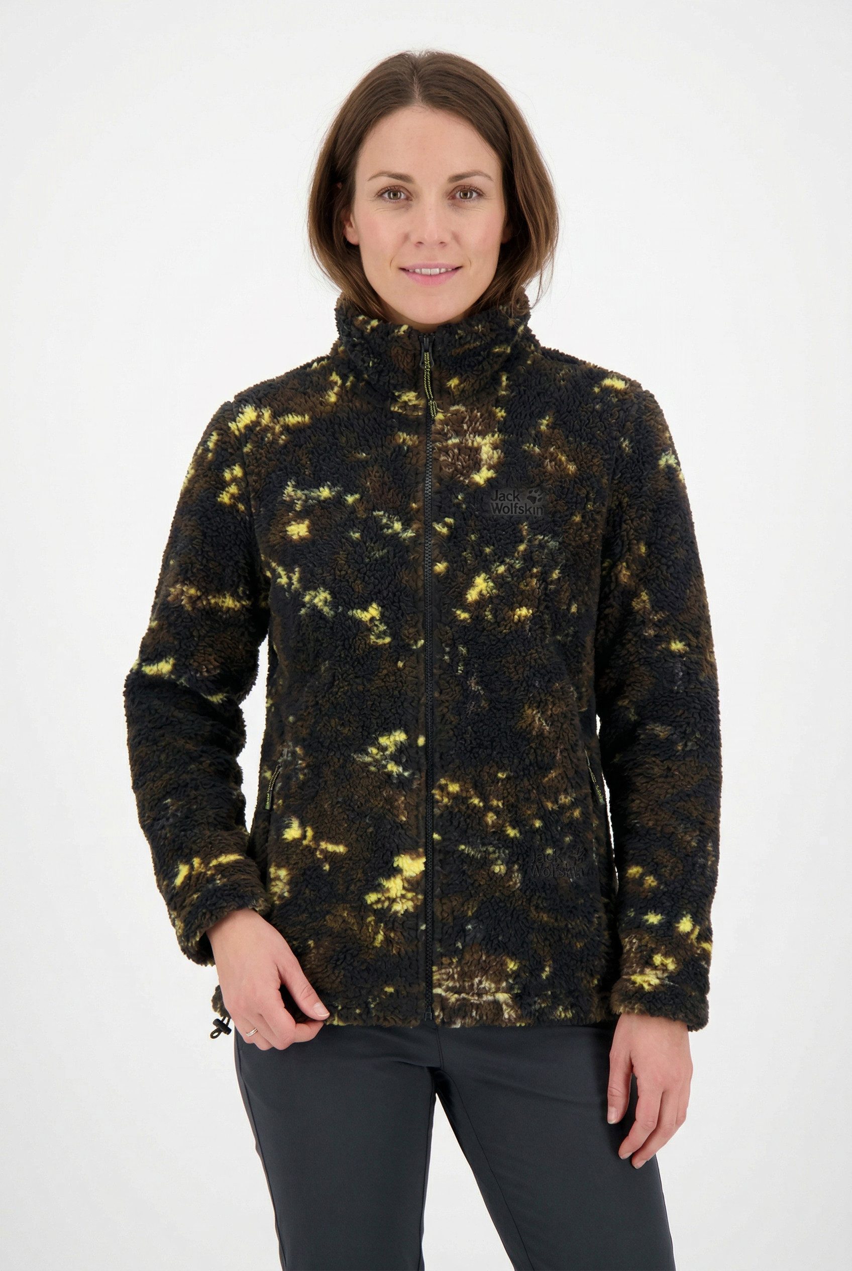 Jack Wolfskin Fleecejacke für Wandern und Trekking, winddicht, atmungsaktiv, Allover-Muster