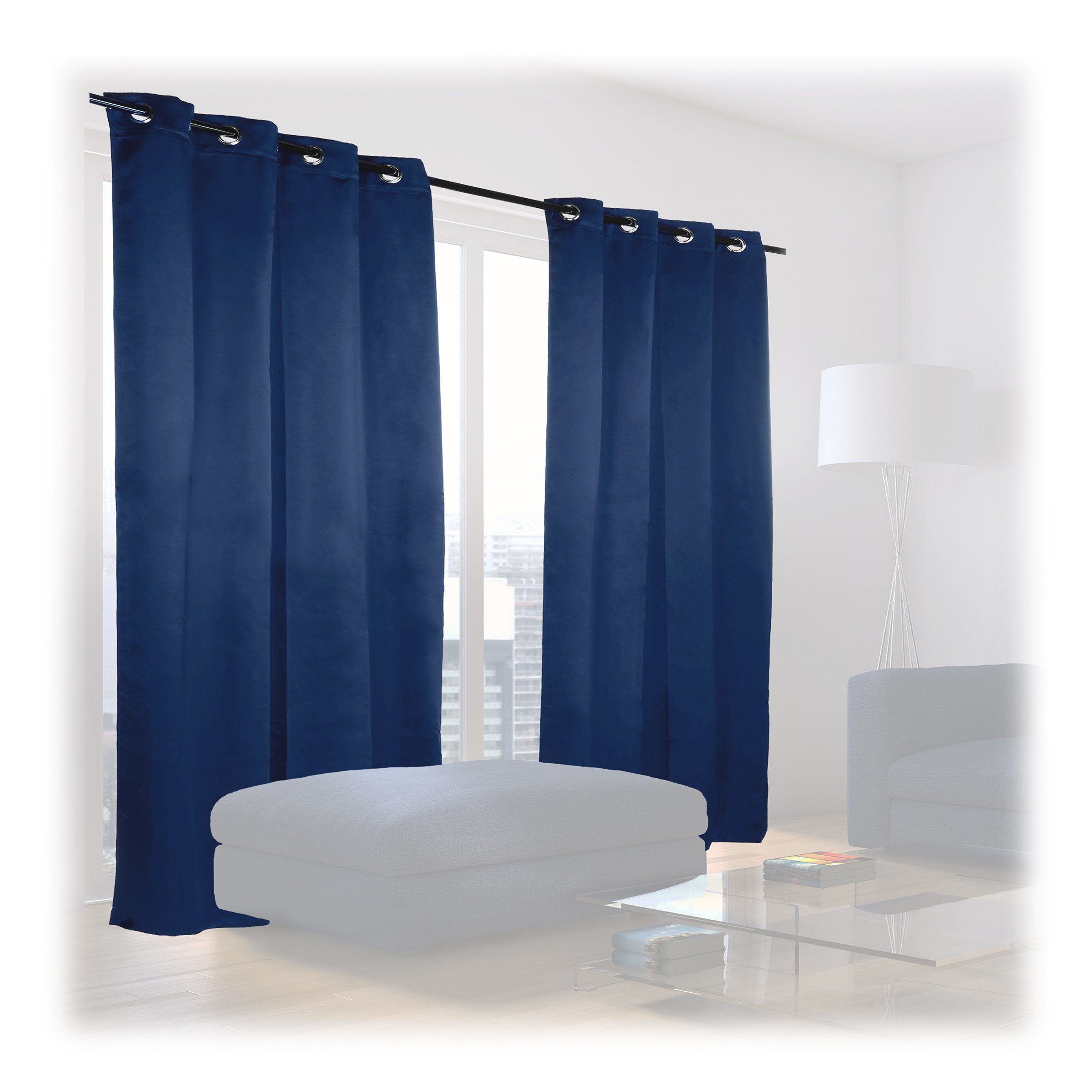 Vorhänge im Set, Vorhang relaxdays, 245x135cm 2er Blaue