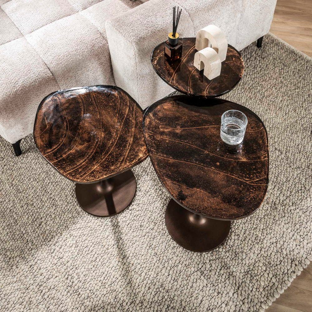 RINGO-Living Couchtisch RINGO-Living Beistelltisch Kahiau aus Glas in Kupfer-antik