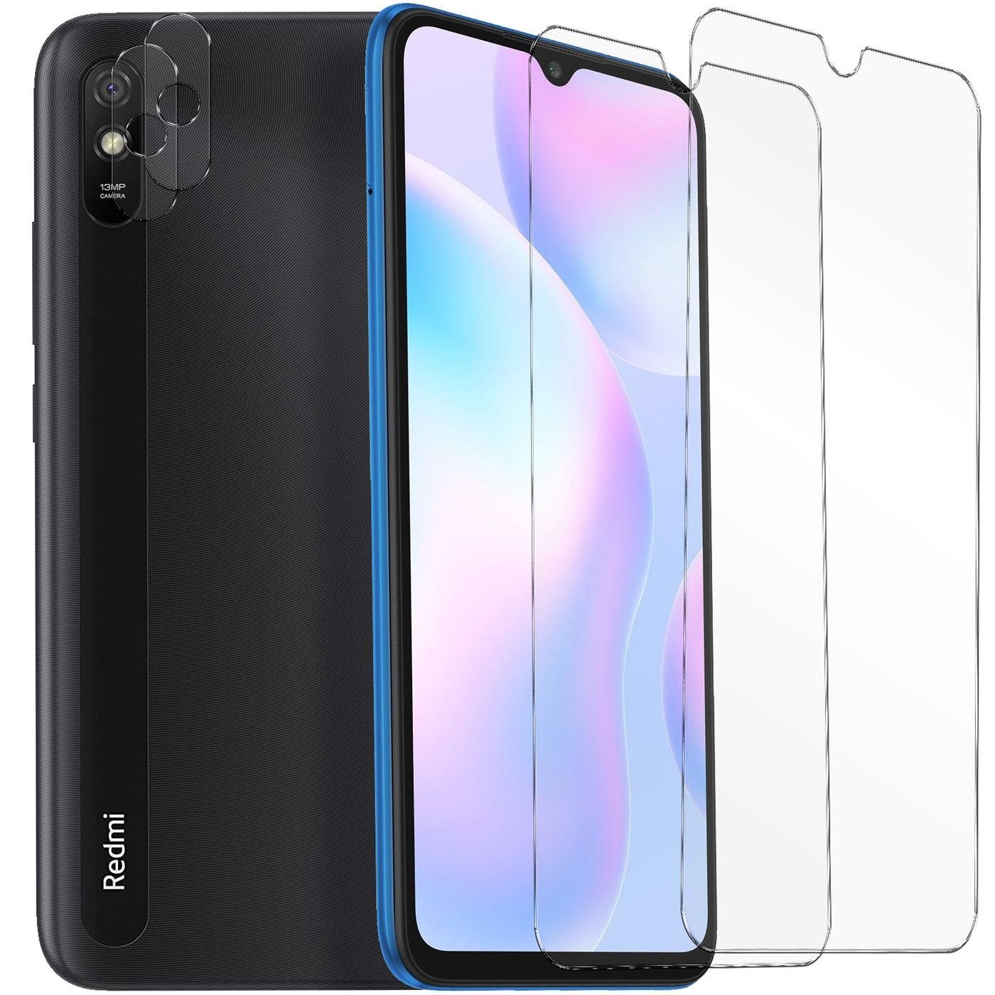 CoolGadget Schutzfolie Panzerfolie für Redmi 9A, (Spar-Set 4in1, 2x ...