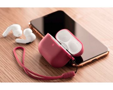 Hama Etui Silikon Skin Case Schutz-Hülle Rot Headset (Trageband zur Sicherung Cover für Ladecase Apple AirPods Pro Kopfhörer)
