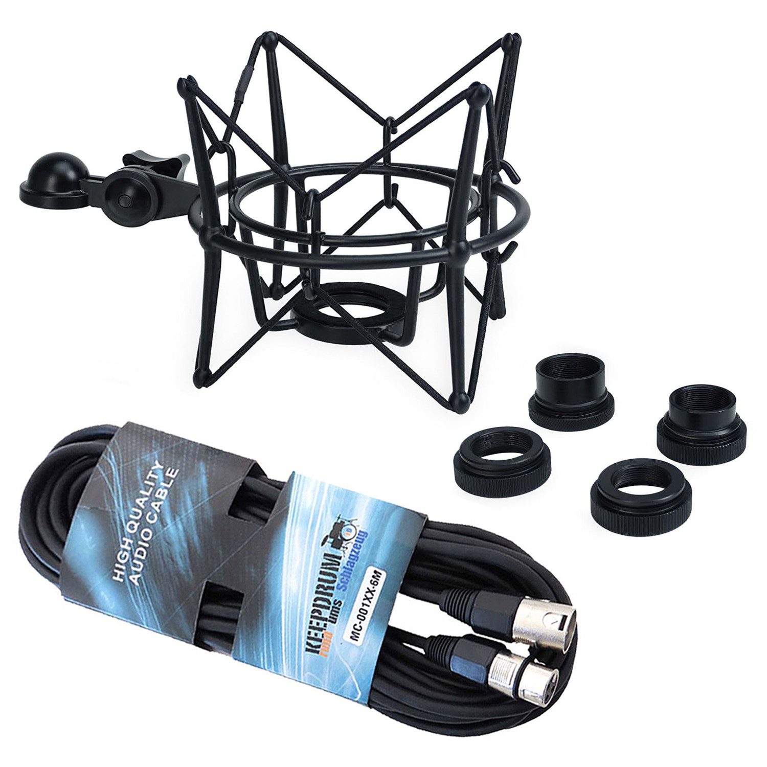 Mikrofon keepdrum Mikrofon-Spinne MS090B Multi-Spinne Schwarz mit Kabel