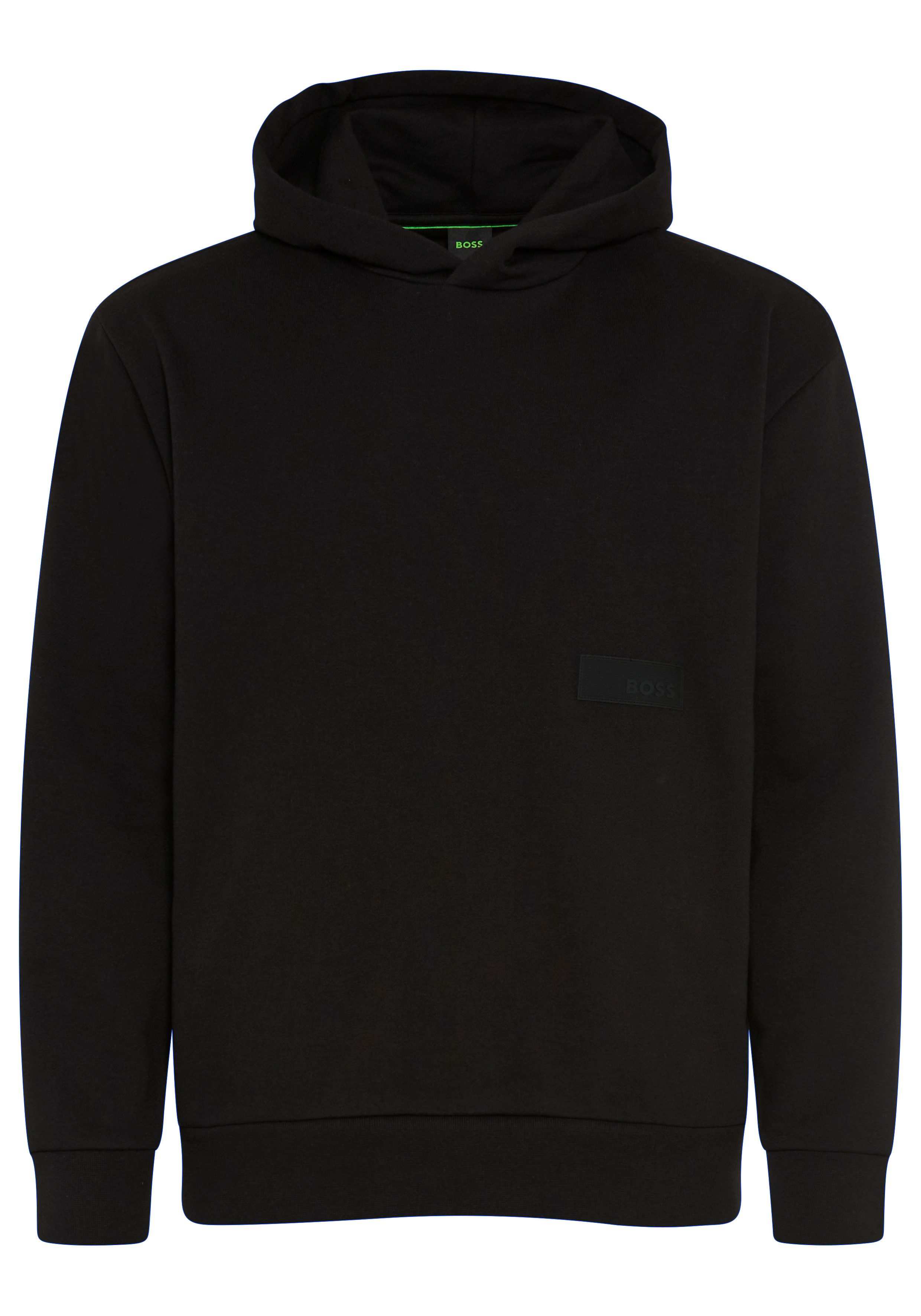 BOSS GREEN Kapuzensweatshirt Rippbündchen, Relaxed Fit, Baumwollmischung