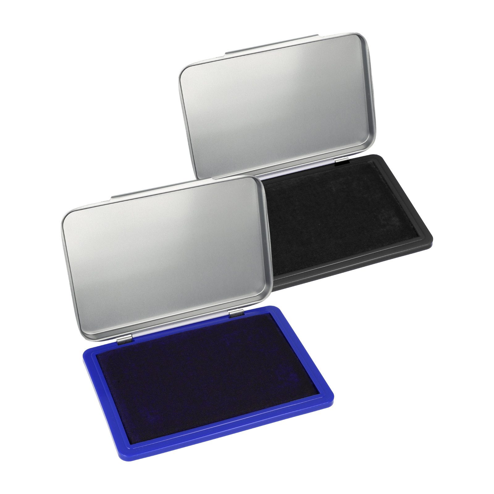 WESTCOTT No. 2 Set Blau & Schwarz, Stempelkissen in Metallgehäuse Stempelkissen (Vorgetränkt und nachfüllbar)