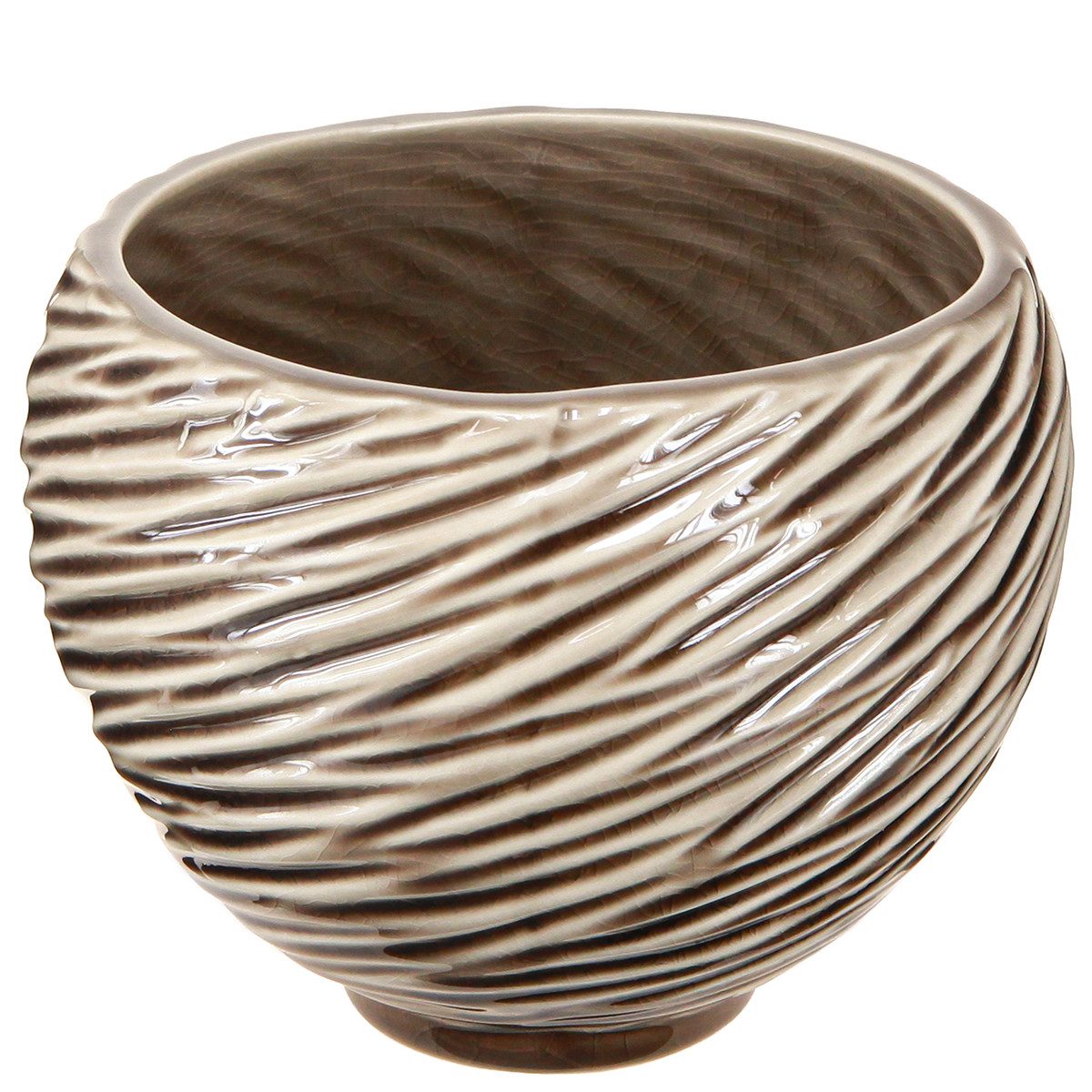 Viana Übertopf Dekoschale Blumentopf Keramik Beige Braun Ø15cm 2er Set, 2 Stück