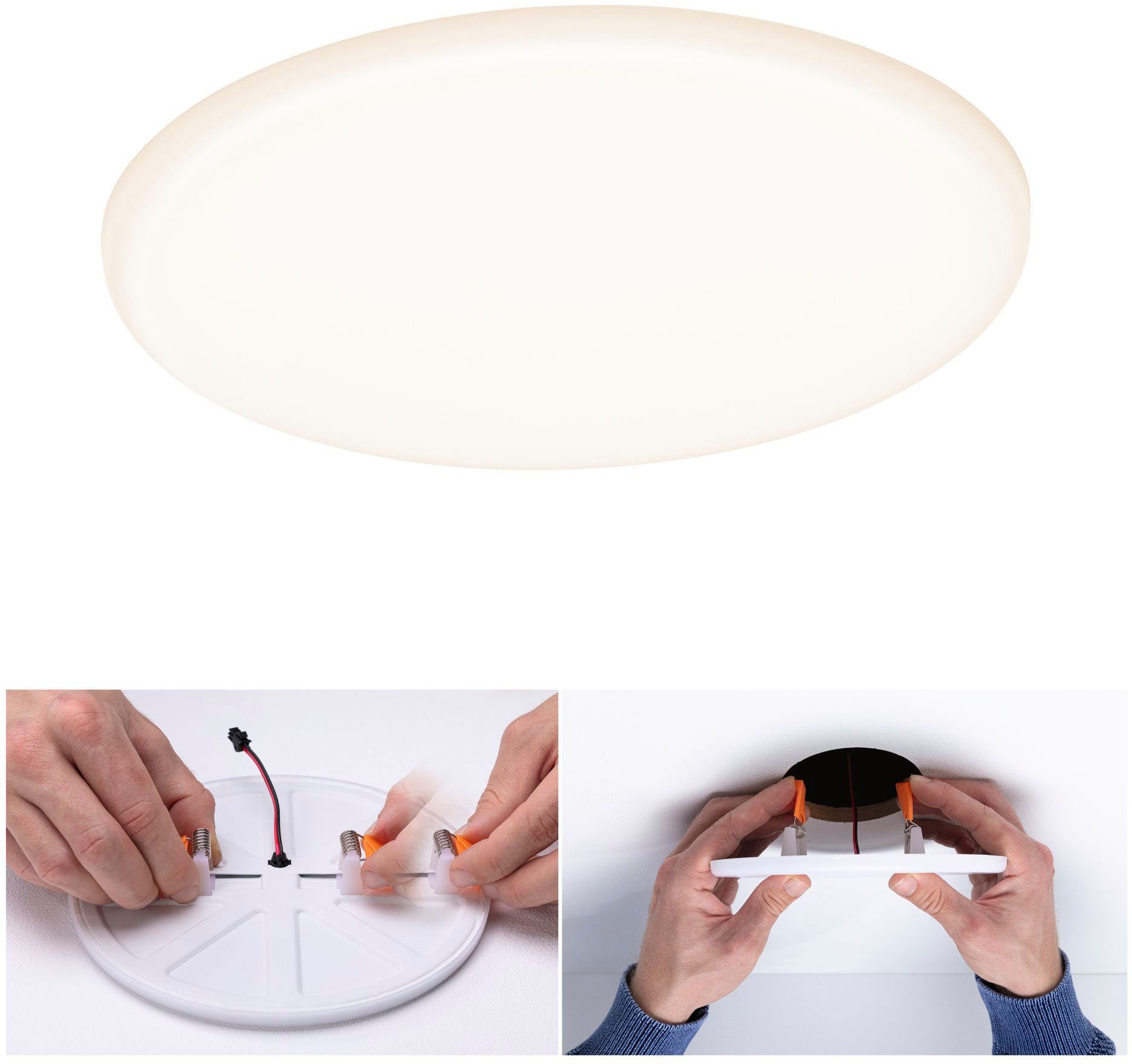 Paulmann LED Einbauleuchte Veluna VariFit IP44 3-Stufen-dimmbar rund 185 17W 3.000K Satin, LED fest integriert, Warmweiß, LED Einbaupanel IP44 3-Stufen-dimmbar rund 185 17W 3.000K Satin