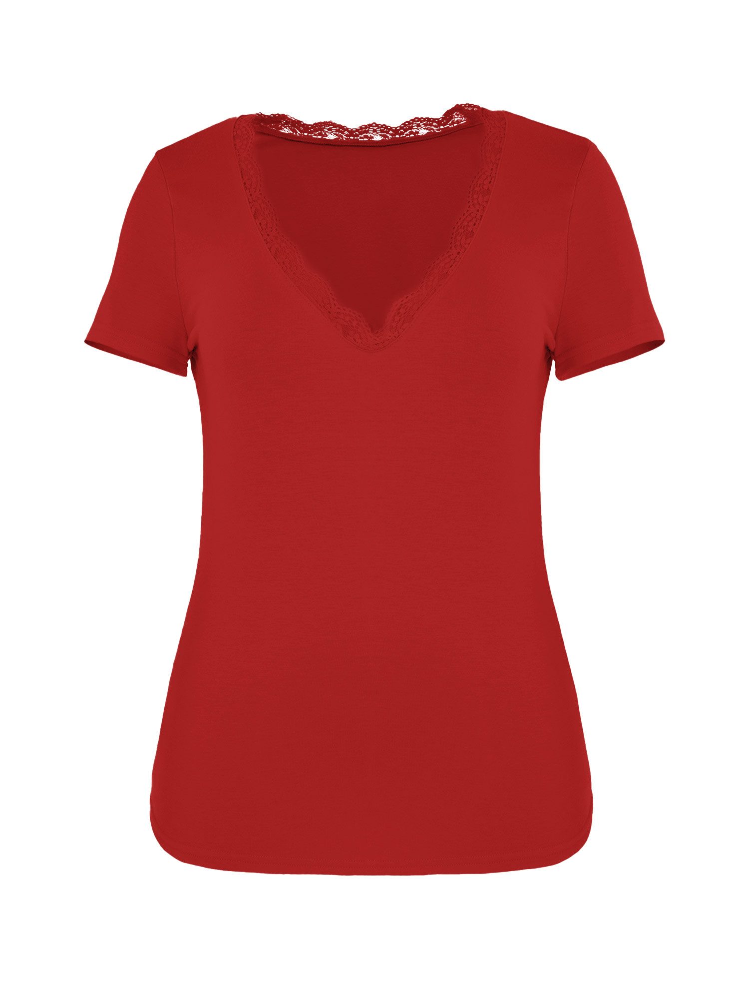 Imily Bela T-Shirt Damen Slim-Fit Tops aus Spitze (Packung, 1-tlg., 1per-Pack) einfarbig