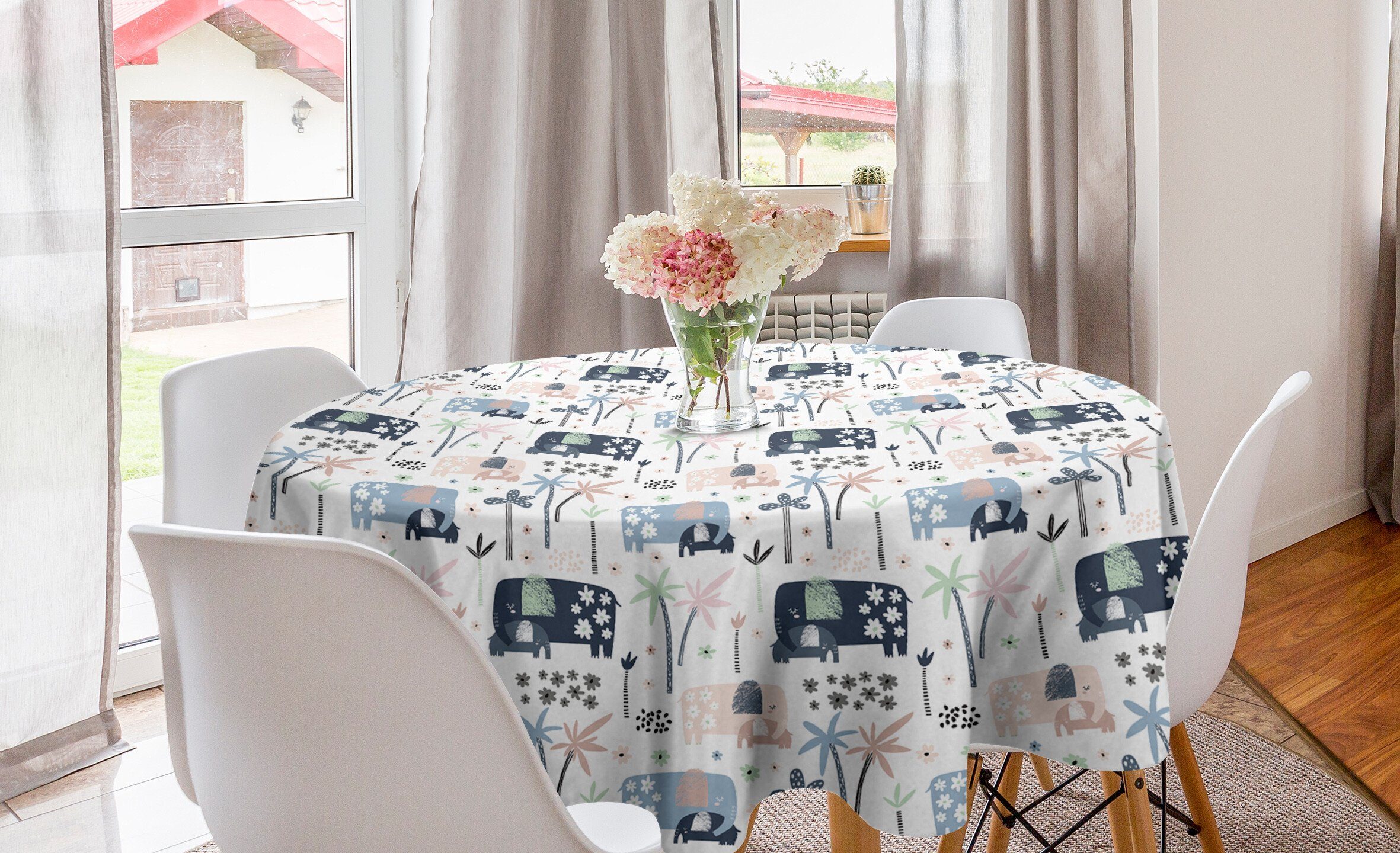 Baby Dekoration, Tier Kreis Tischdecke Abakuhaus Küche Abdeckung Woodland Elefanten Tischdecke für Esszimmer Mom