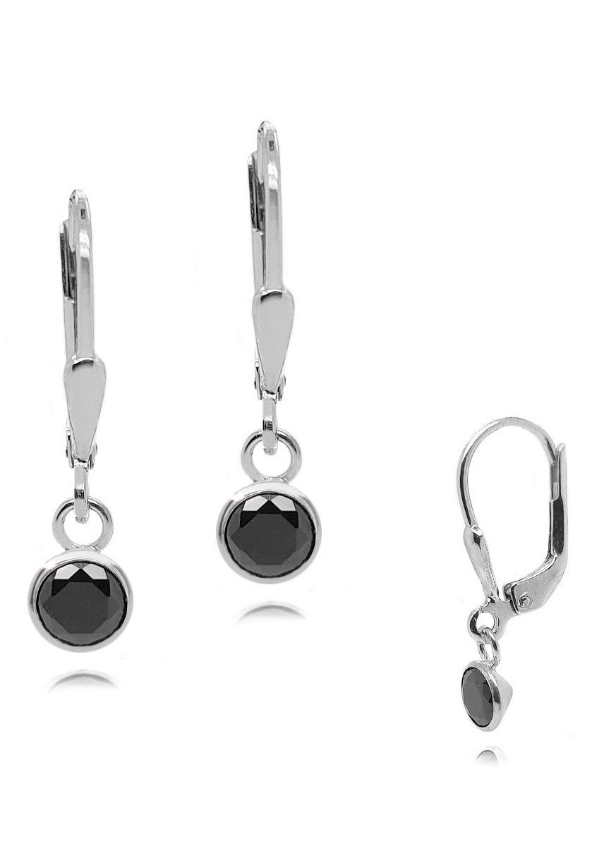 Firetti Paar Ohrhänger Schmuck Geschenk Silber 925 Ohrschmuck Patentbrisur Glitzer, Made in Germany - mit Zirkonia (synth)