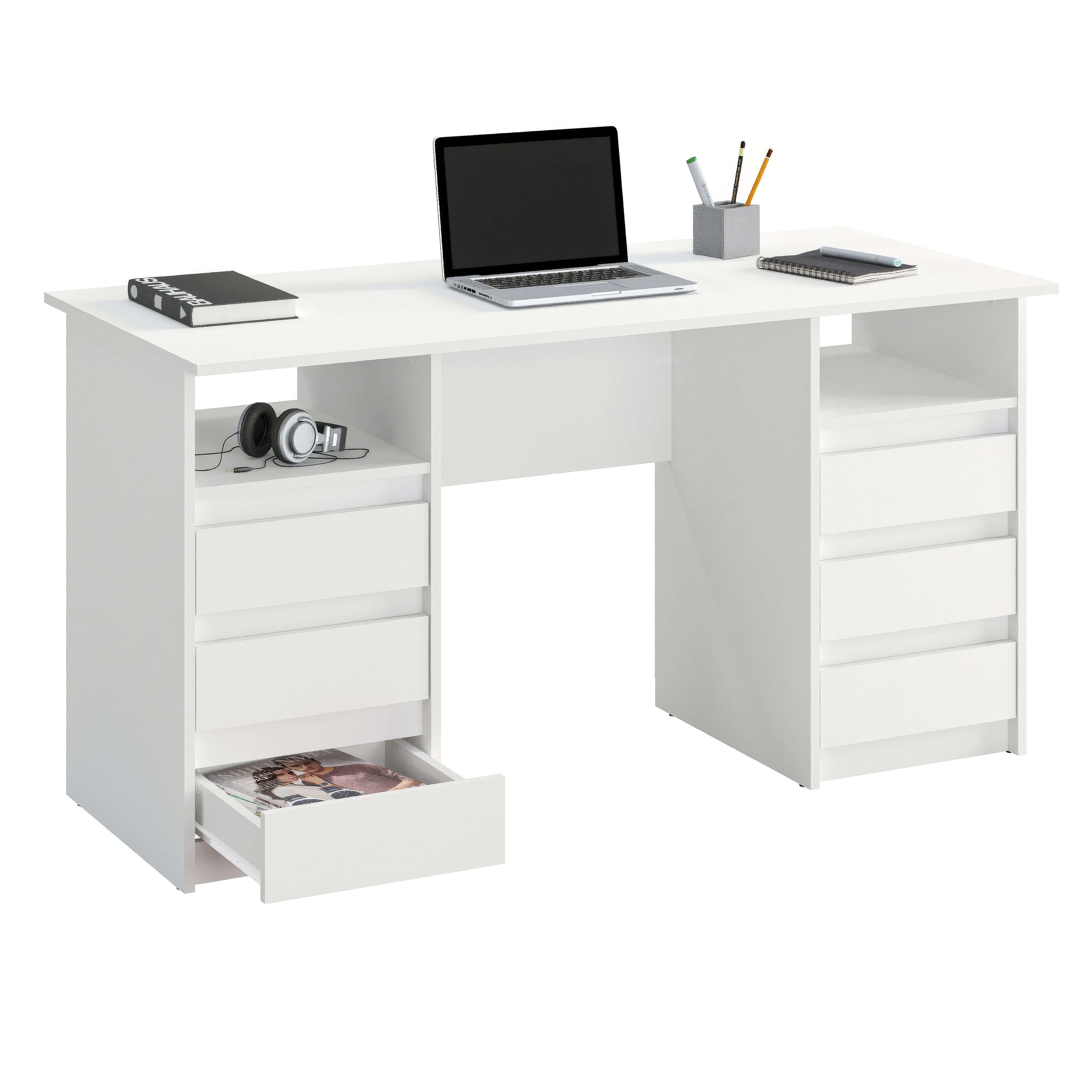 KOMTO Schreibtisch Oslo 140 Schreibtisch mit Schubladen Moderner Bürotisch, günstig online kaufen