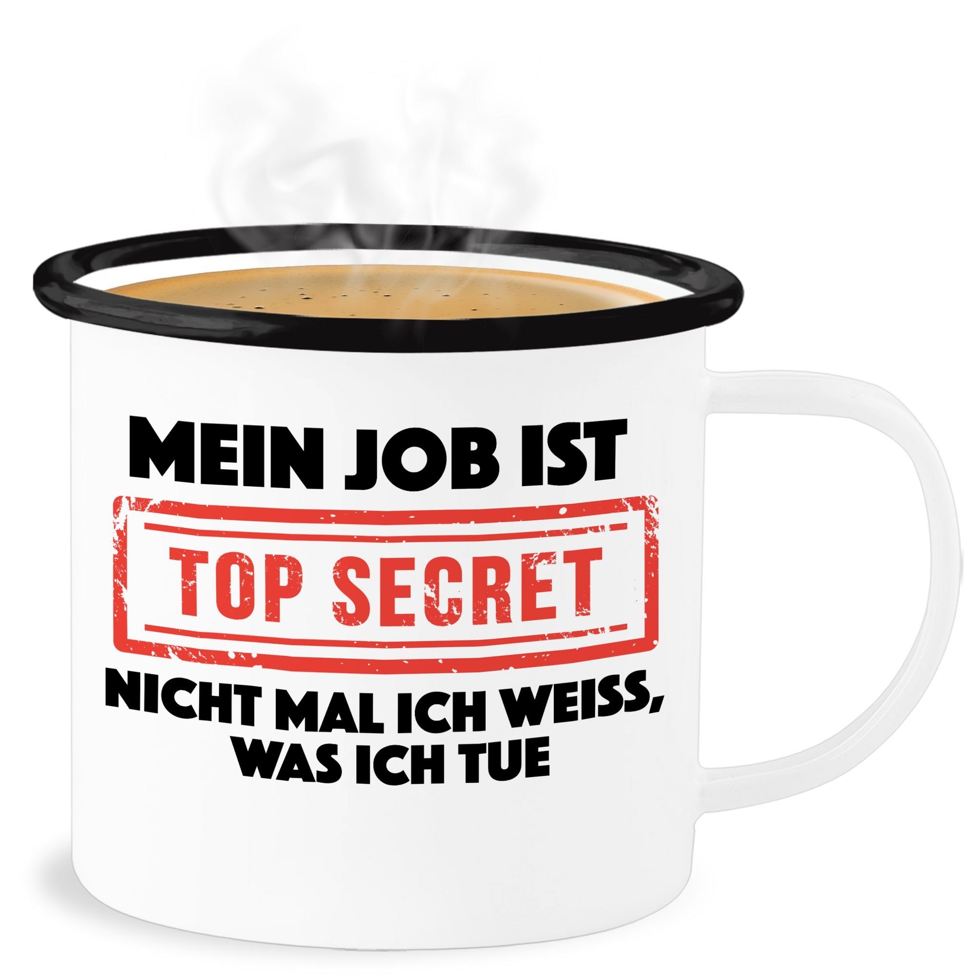 Shirtracer Becher Mein Job ist top secret, Stahlblech, Statement Sprüche