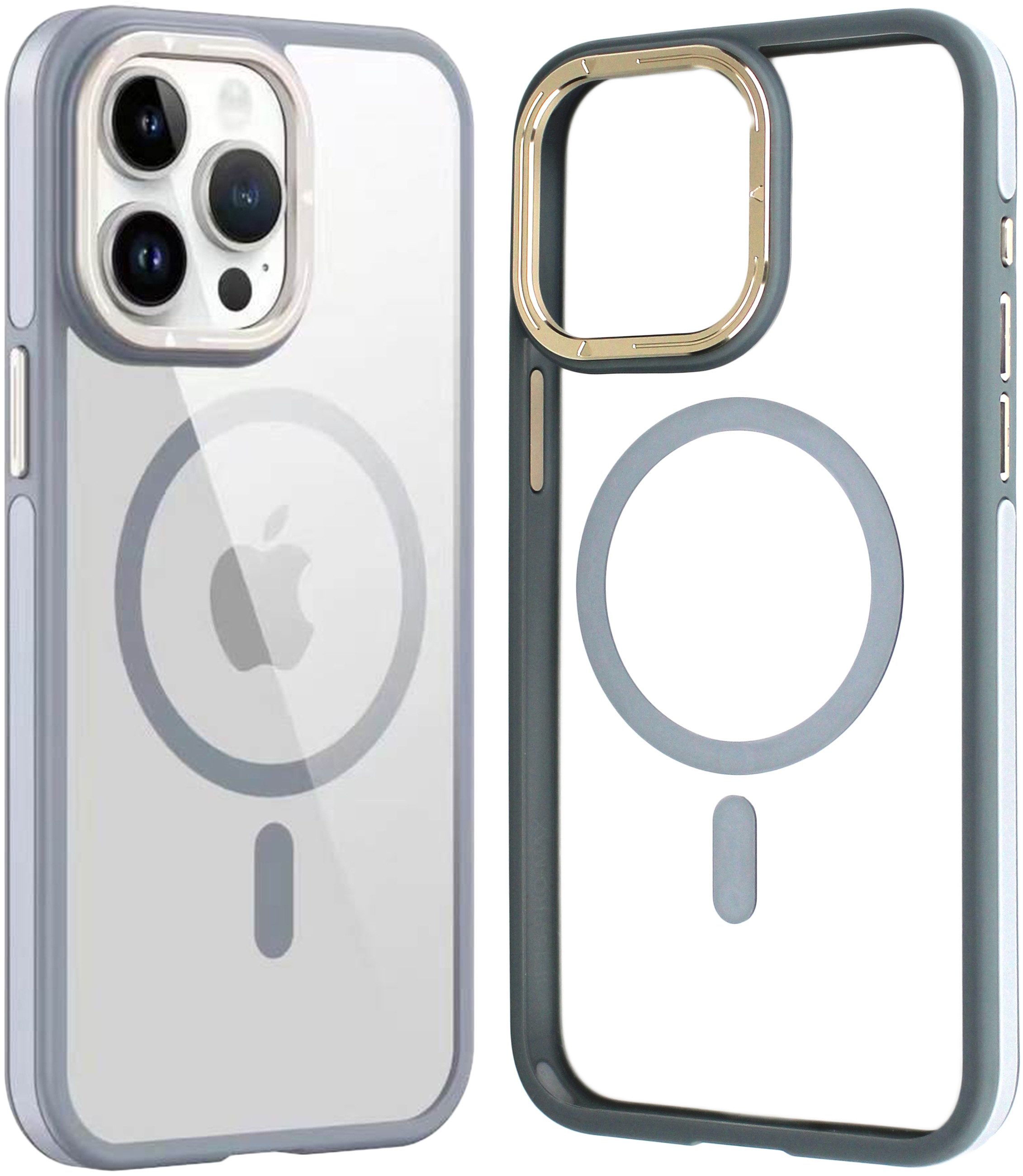 Wörleonline Handyhülle für Apple iPhone 15 Pro Hülle, Transparente Schutzhülle mit TPU-Rahmen, MagSafe kompatible Handyhülle