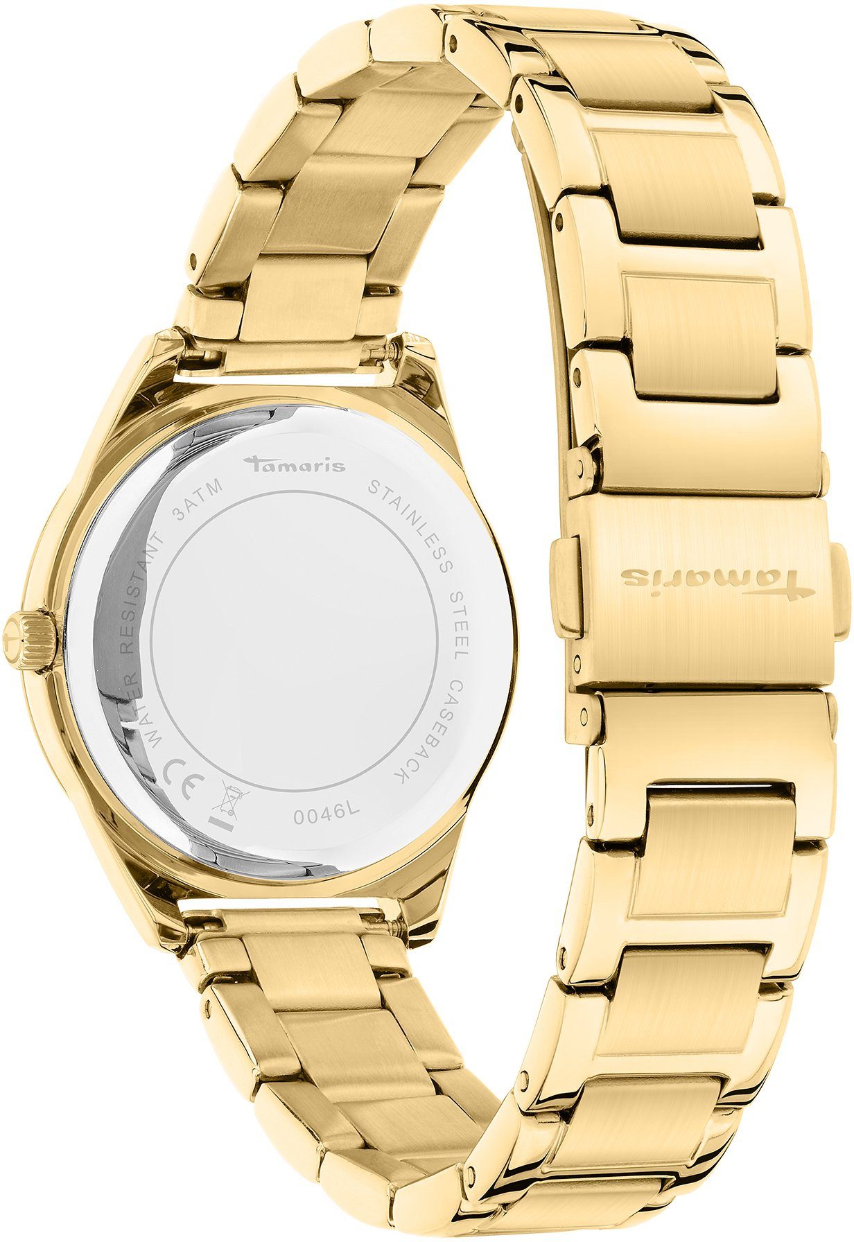 Tamaris Quarzuhr TT-0045-MQ TT-0046-MQ, Armbanduhr, Damenuhr, Edelstahlarmband, analog, Zirkonia (synth)